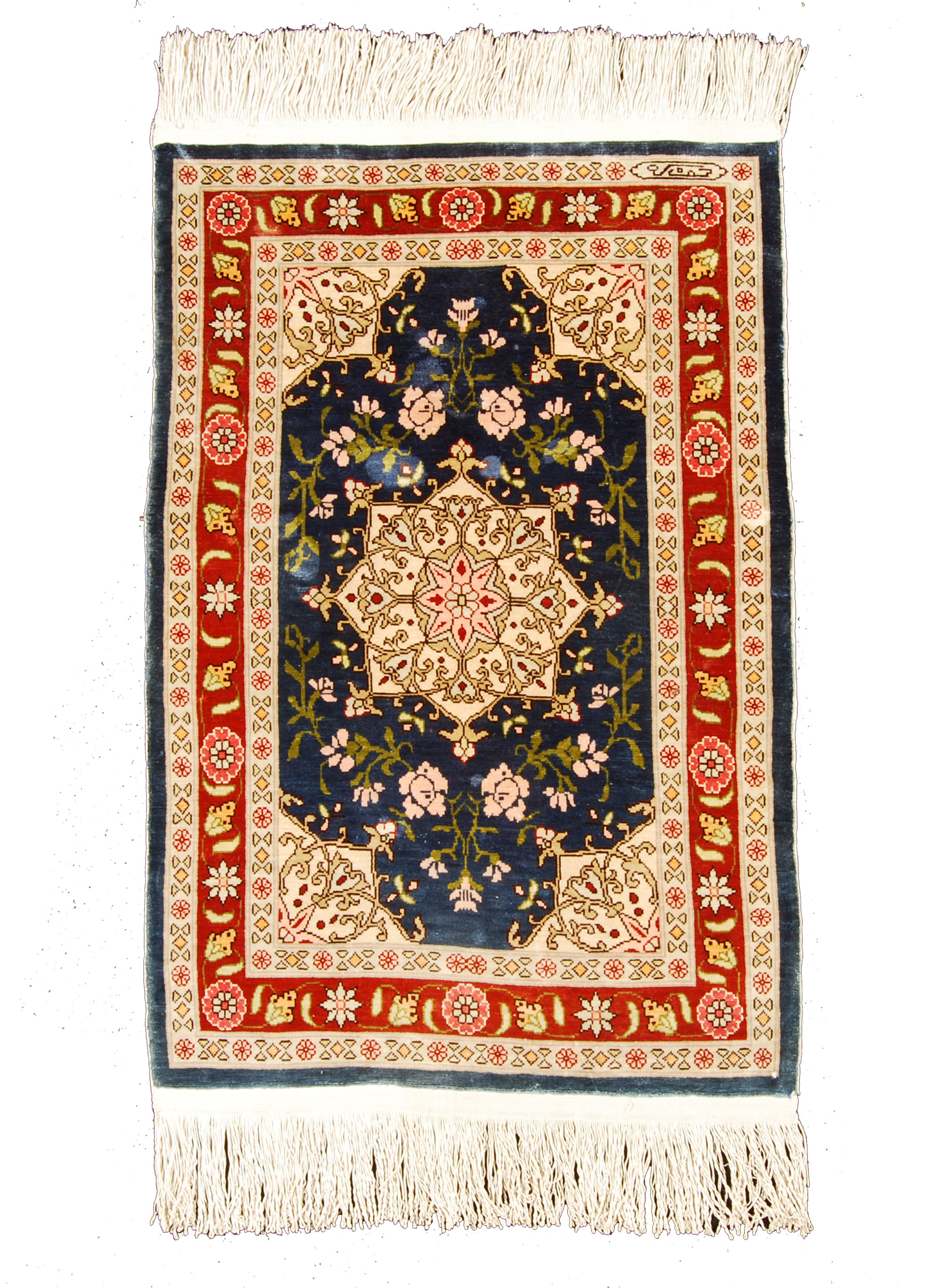 62×40 Cm Antico Tappeto Hereche / Hereke in seta 100%
