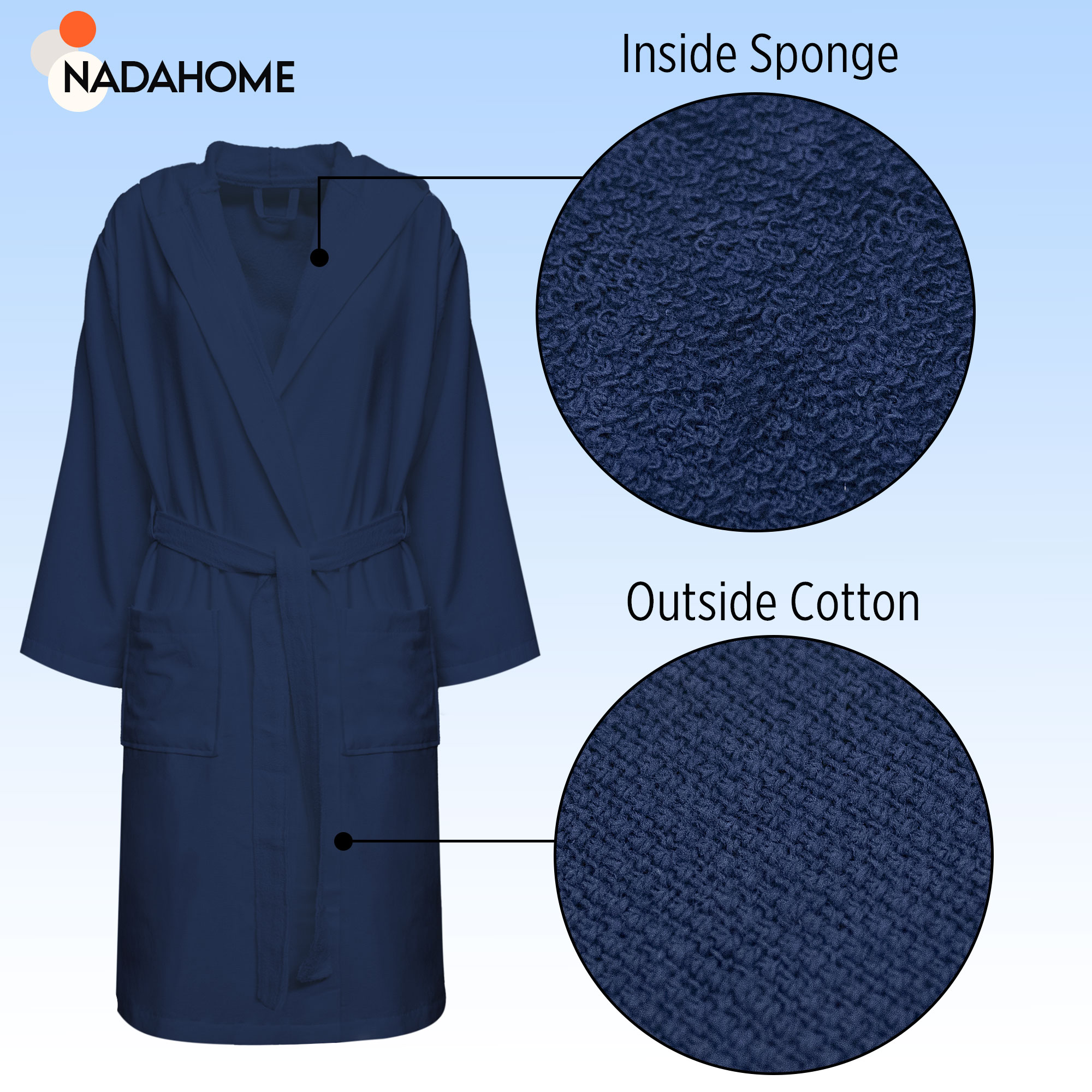 Accappatoio in microspugna uomo donna in Cotone con Cappuccio Bagno Unisex 0064 - Foto 11 di 61