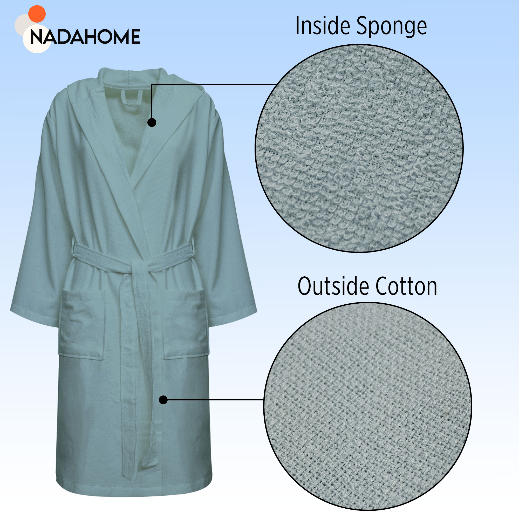 Accappatoio in microspugna uomo donna in Cotone con Cappuccio Bagno Unisex 0064 - Foto 47 di 61