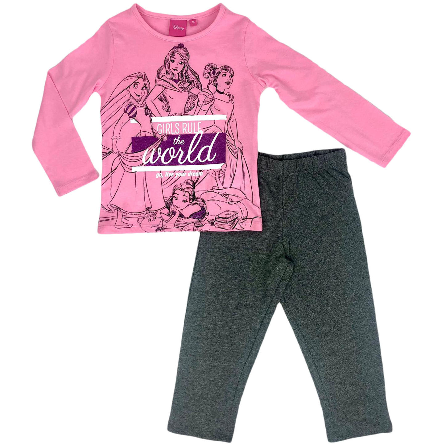 Pigiama Disney Principesse maniche lunghe bambina ufficiale 1262 - Picture 3 of 3