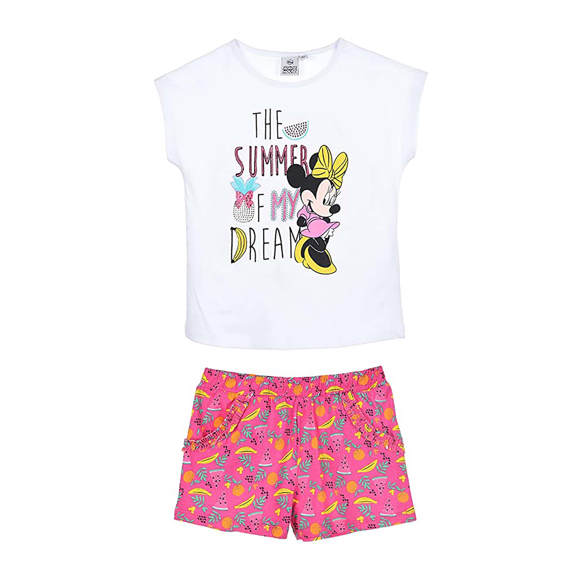 Disney Minnie Girls Pajamas Complete Cotton Summer T-Shirt & Shorts 4070 - Picture 2 of 3