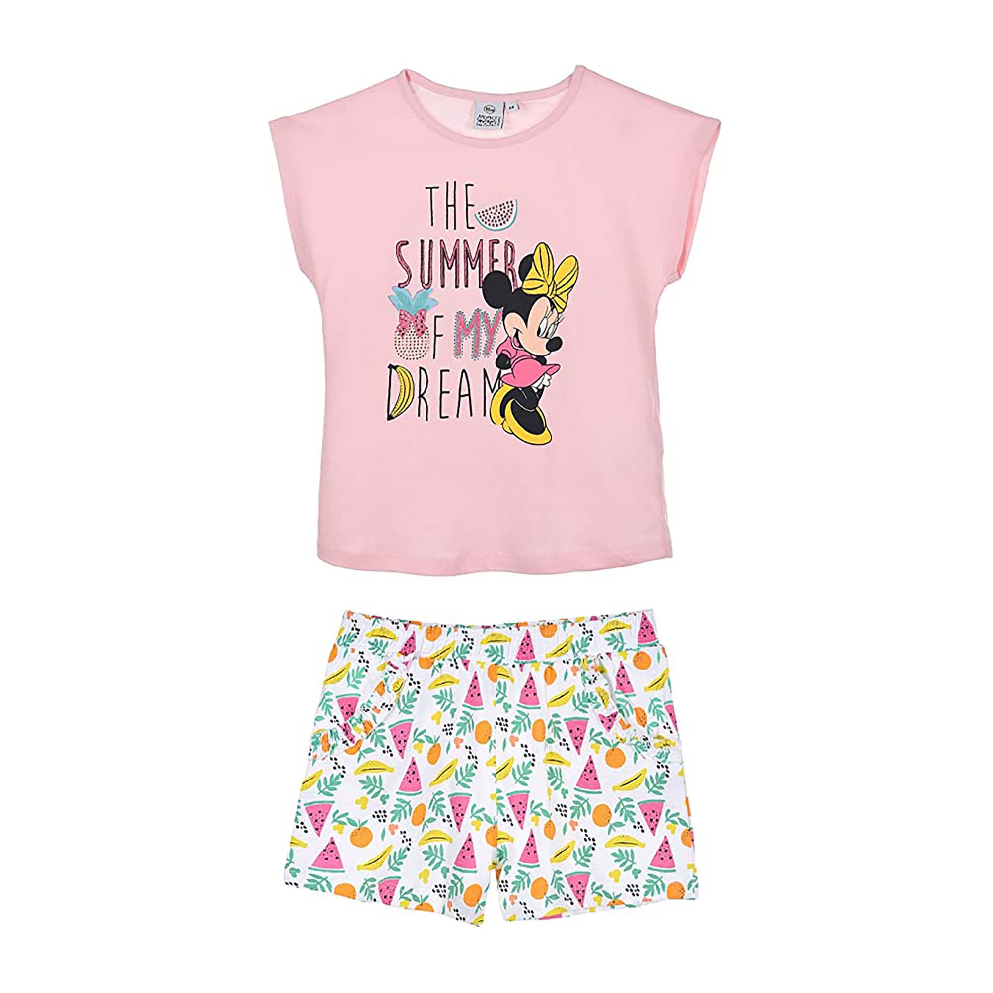 Disney Minnie Girls Pajamas Complete Cotton Summer T-Shirt & Shorts 4070 - Picture 3 of 3
