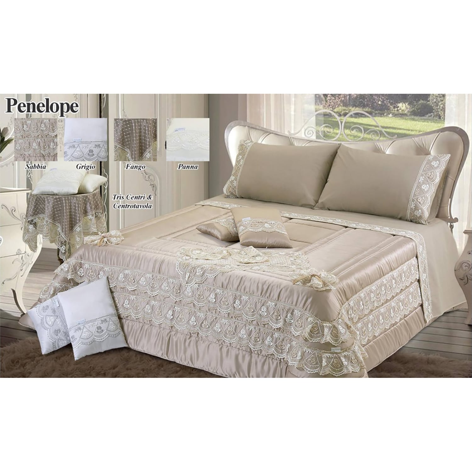 Trapunta piumone invernale merletto matrimoniale Renato Balestra Penelope 4288 - Picture 9 of 12