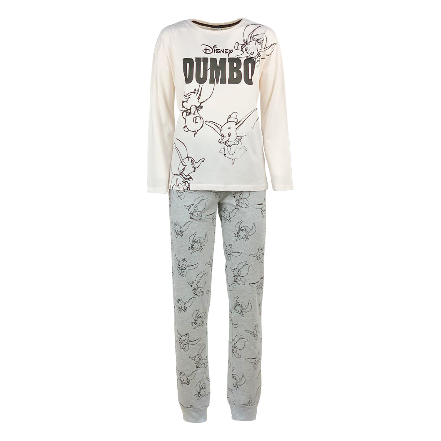 Pigiama lungo donna Disney Dumbo maglia pantalone ragazza in cotone 4732 - Picture 3 of 3