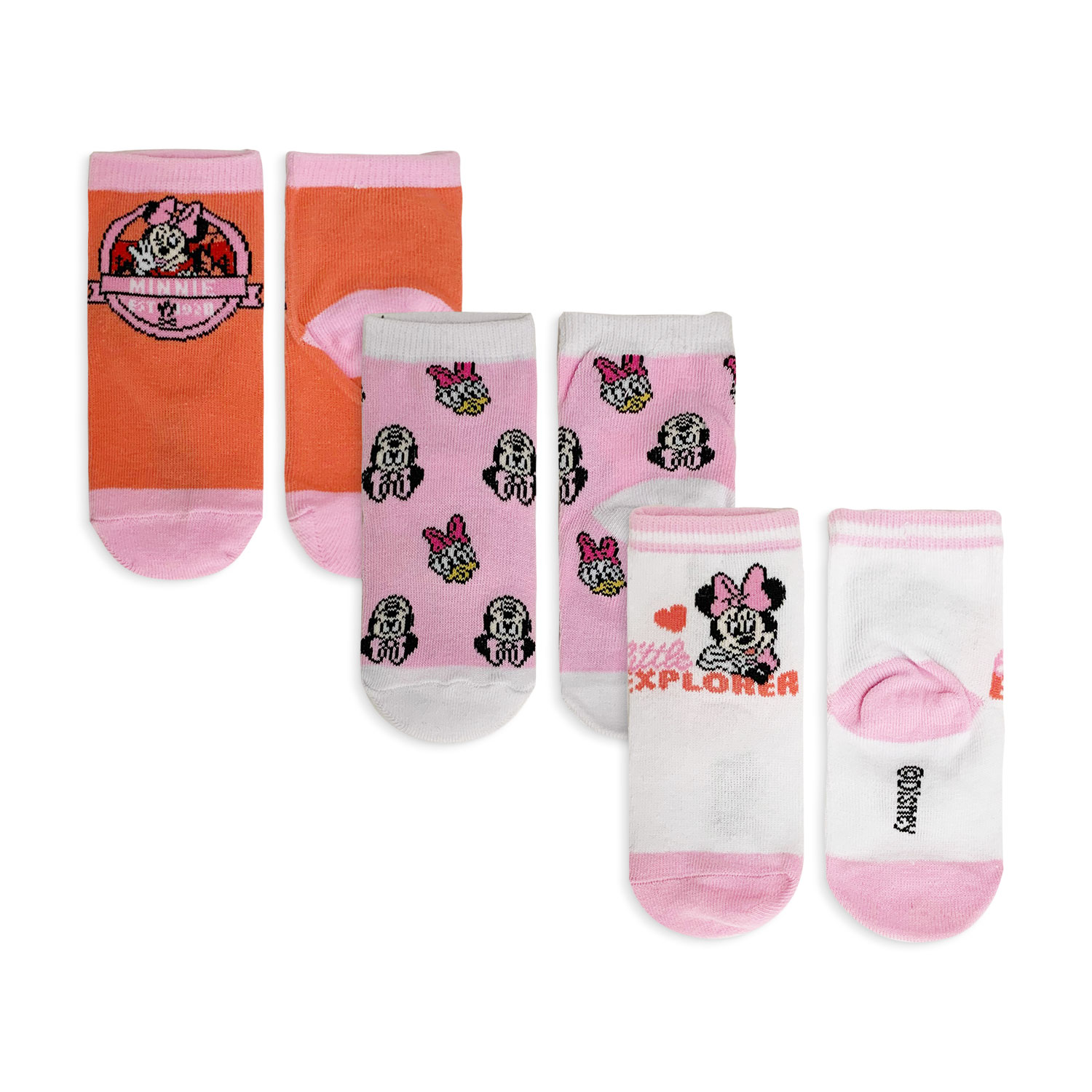 Disney Minnie Mouse 3 Pairs Baby Girl Cotton Yarn Short Socks 5196 - Picture 12 of 15
