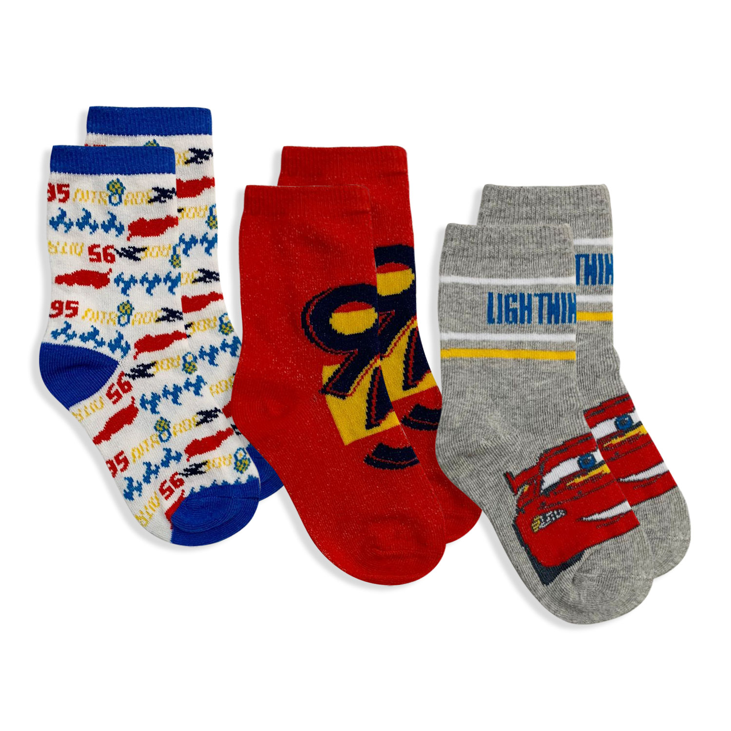 Disney Cars Lightning Socks Set 3 Pairs Kids Cotton Socks Baby 5677 - Picture 2 of 3