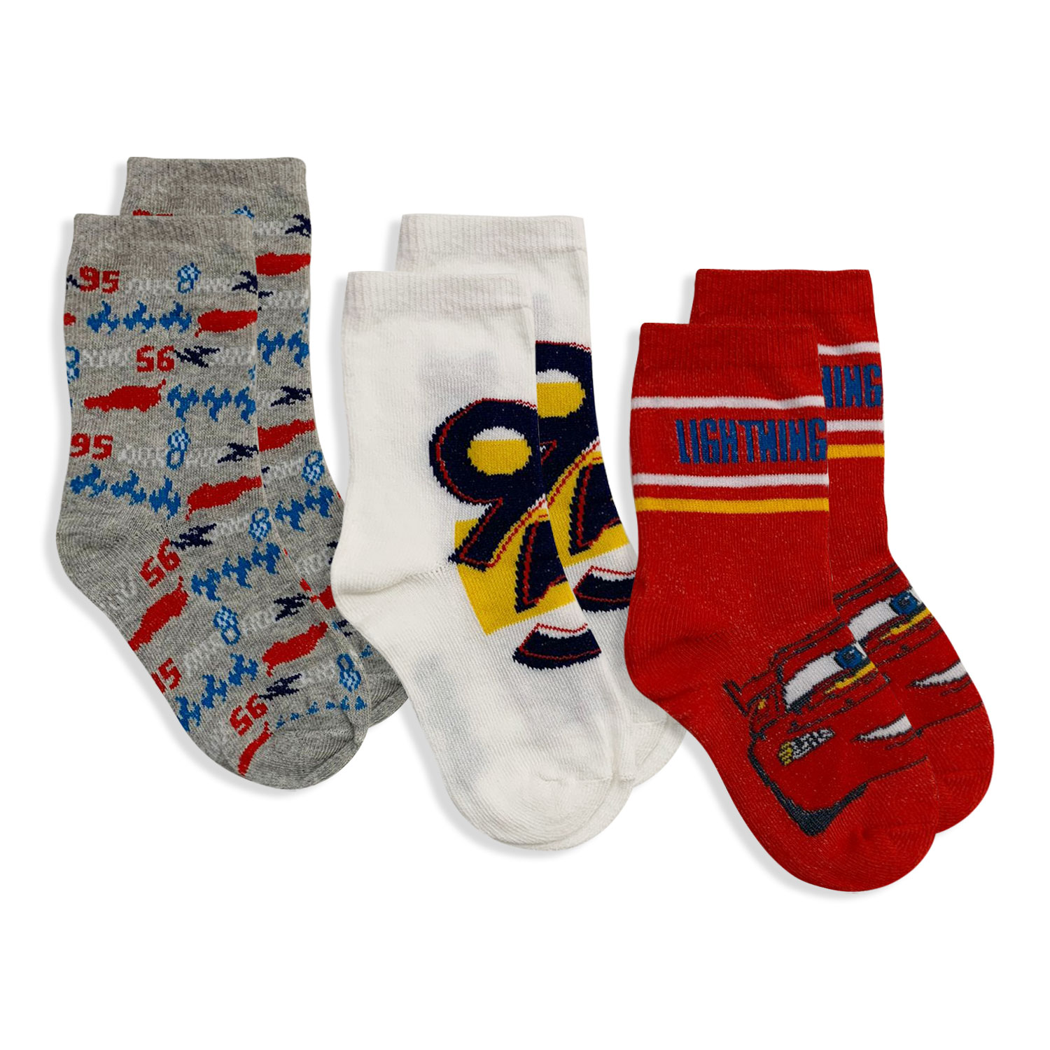 Disney Cars Lightning Socks Set 3 Pairs Kids Cotton Socks Baby 5677 - Picture 3 of 3