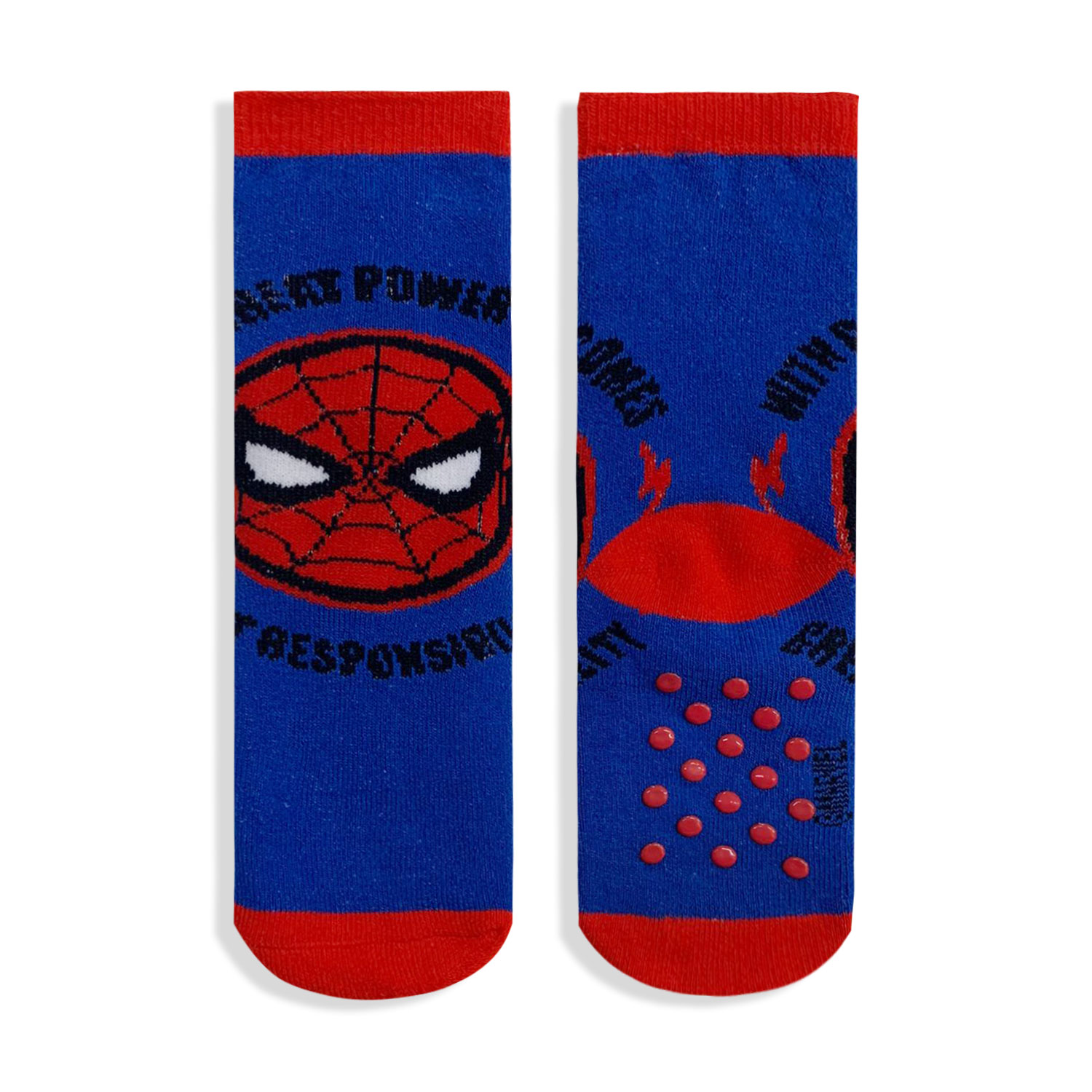 Marvel Spiderman Kids Cotton Non-Slip Socks 5687 - Picture 2 of 4
