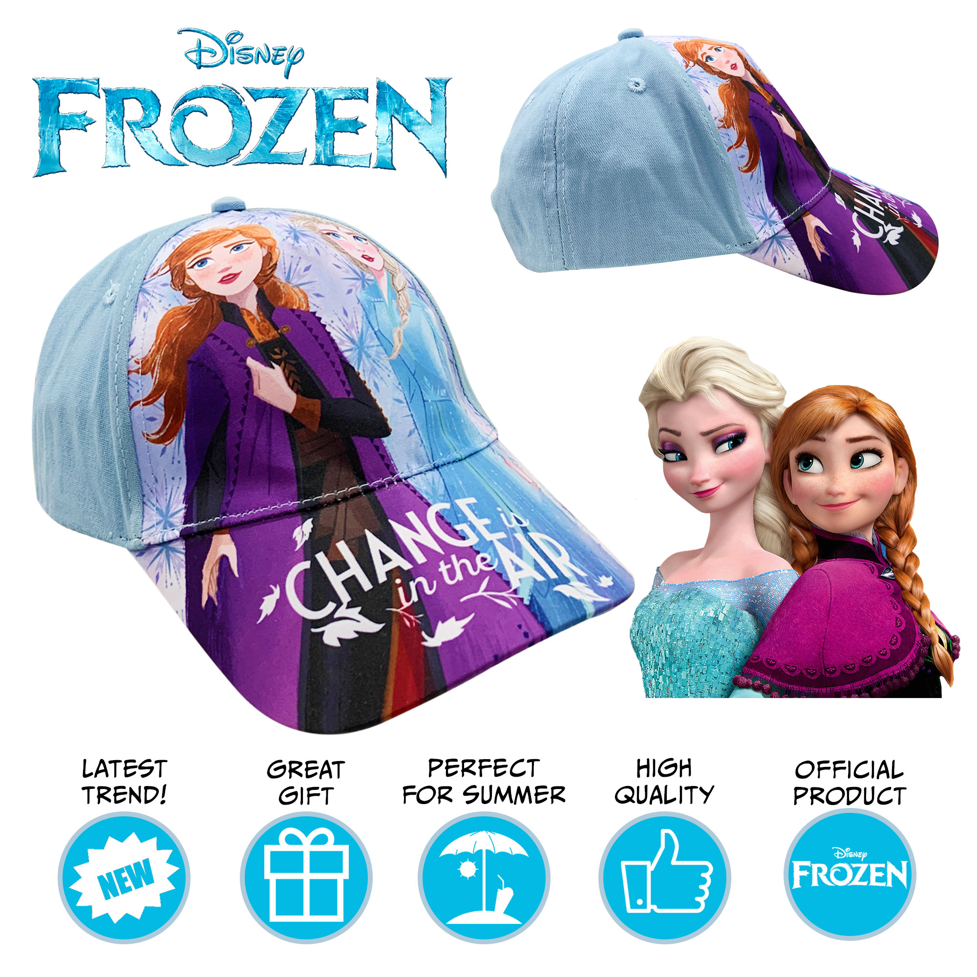 Cappellino per bambina Disney Frozen Elsa e Anna berretto baseball 6176 - Picture 15 of 24