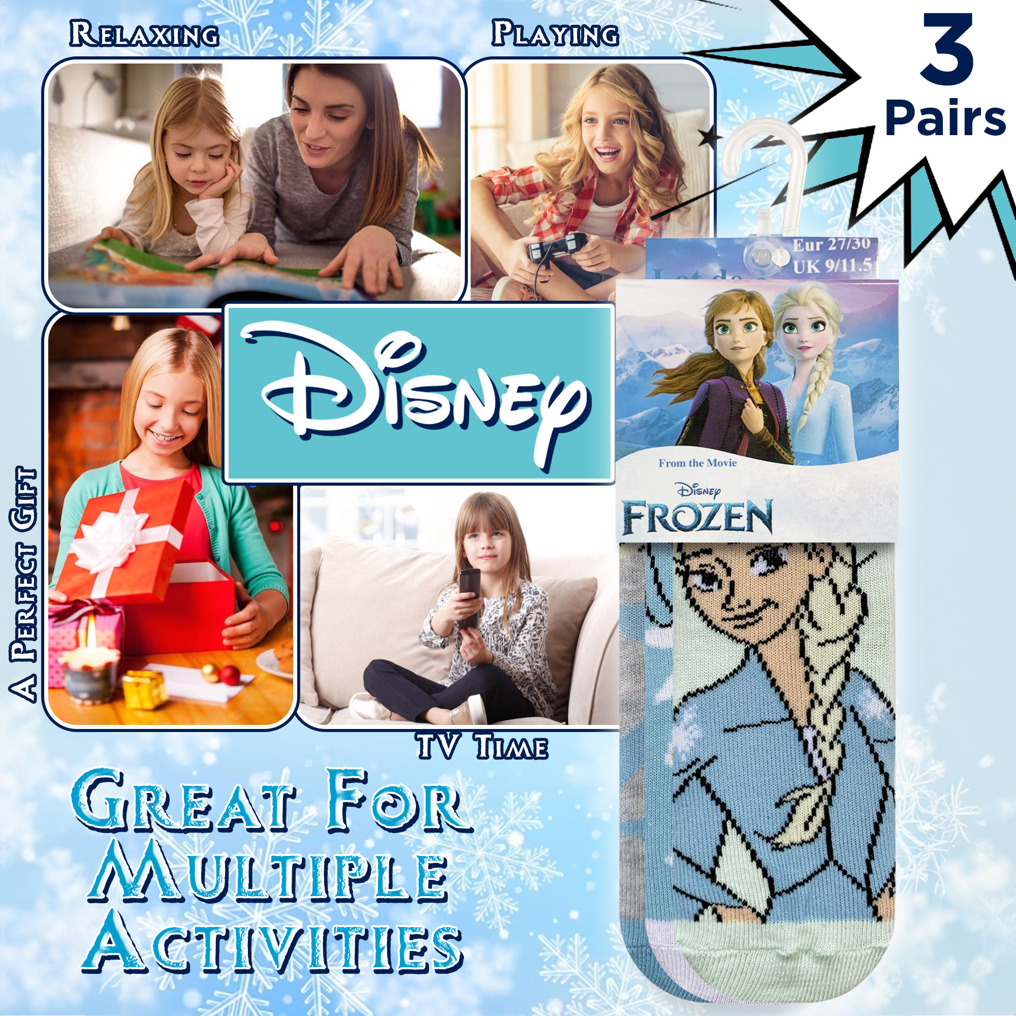 Calzini bambina Disney Frozen Elsa set 3 paia in cotone 6222 - Picture 14 of 23