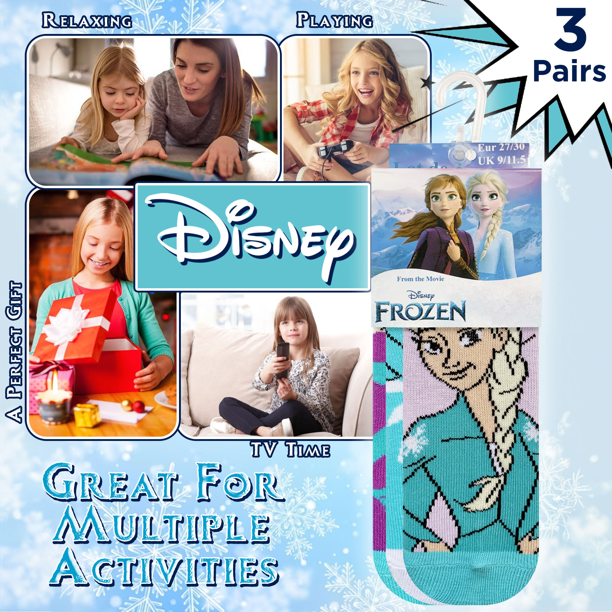 Calzini bambina Disney Frozen Elsa set 3 paia in cotone 6222 - Picture 20 of 23