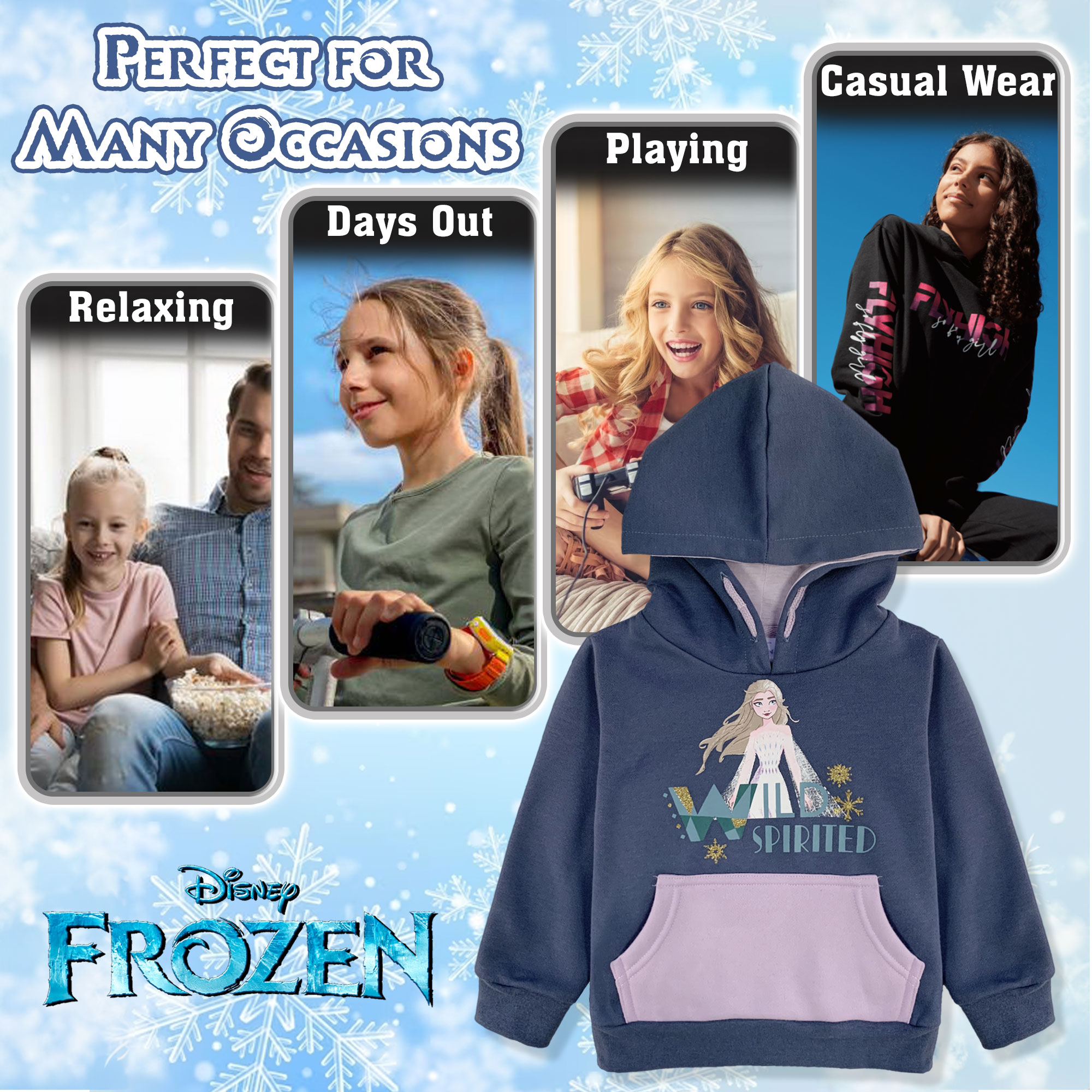 Disney Frozen Elsa Girls Long Sleeve Hoodie Girl 6263 - Picture 5 of 13