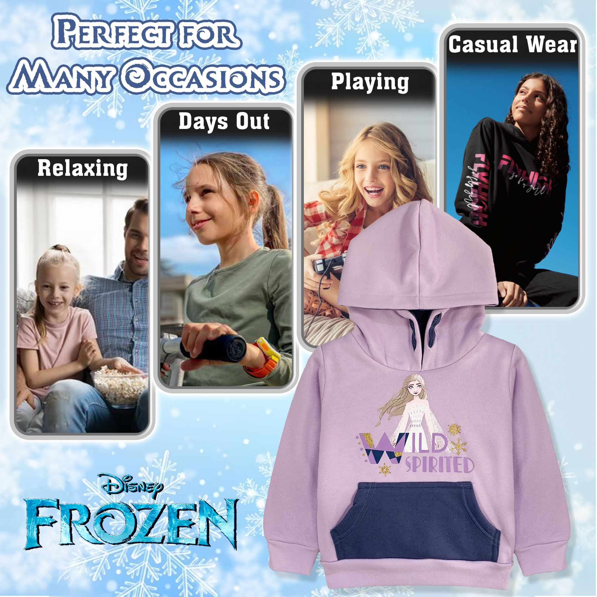 Disney Frozen Elsa Girls Long Sleeve Hoodie Girl 6263 - Picture 11 of 13