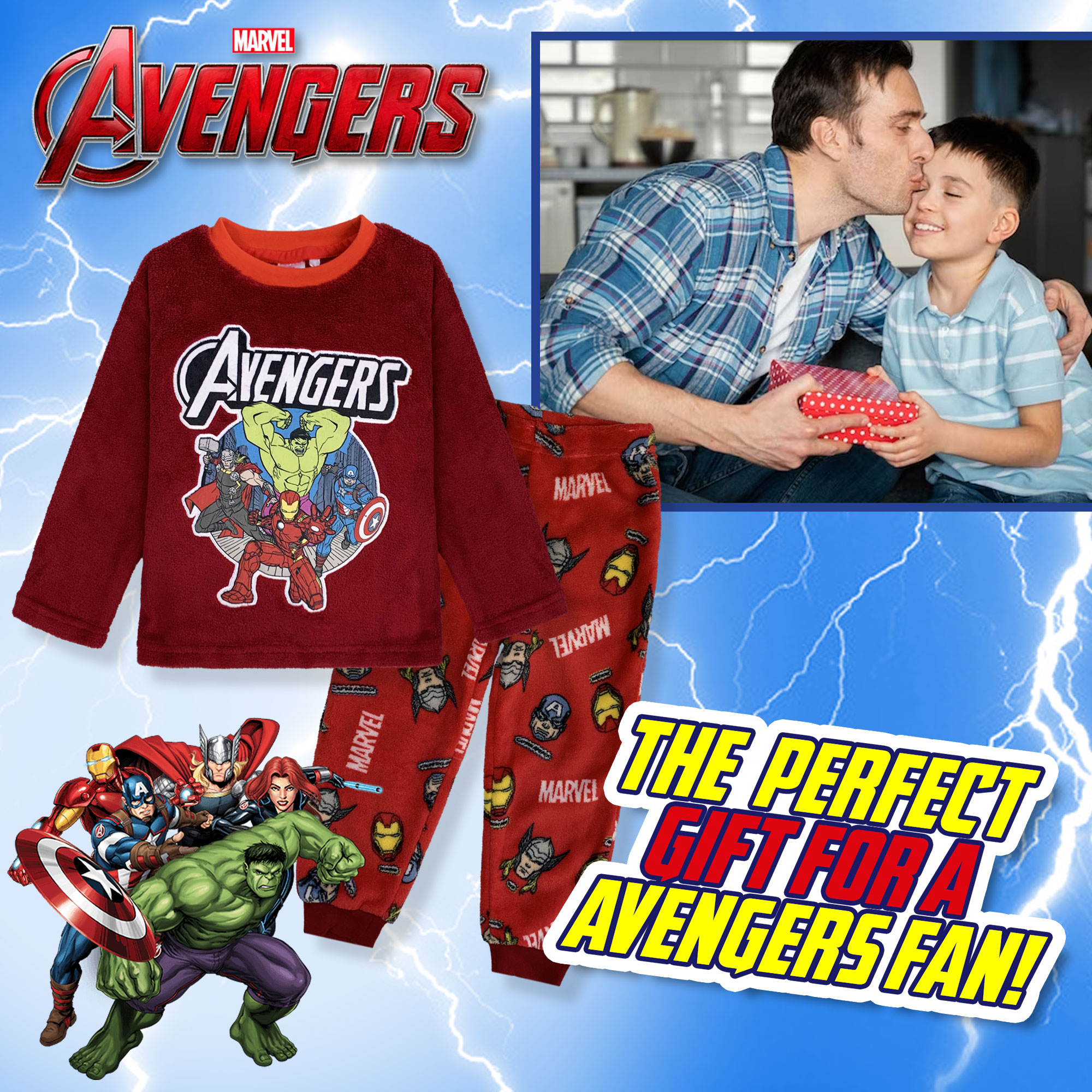 Marvel Avengers Winter Fleece Kids Pajamas 6267 - Picture 12 of 13