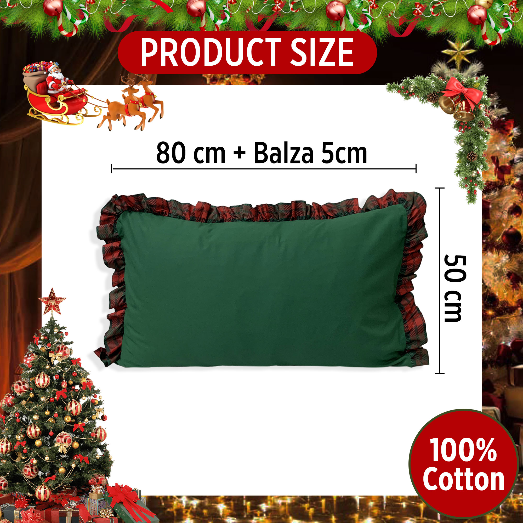 Coppia Federe natalizie Cortina in Tartan Maestri Cotonieri 2pz Natale 6502 - Picture 6 of 7
