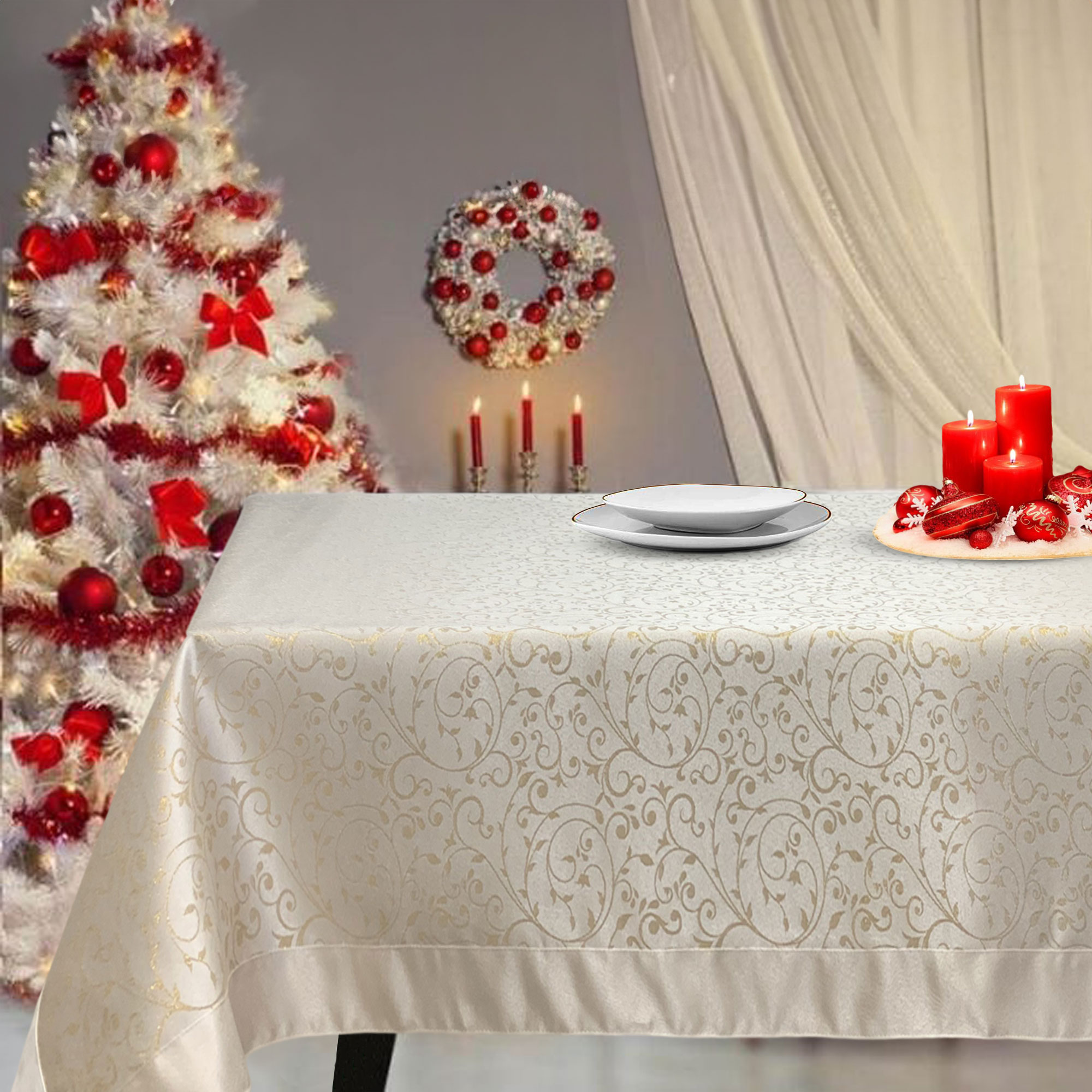 Tovaglia Natalizia lurex antimacchia idrorepellente Preziosa Home 12 posti 6523 - Foto 7 di 10