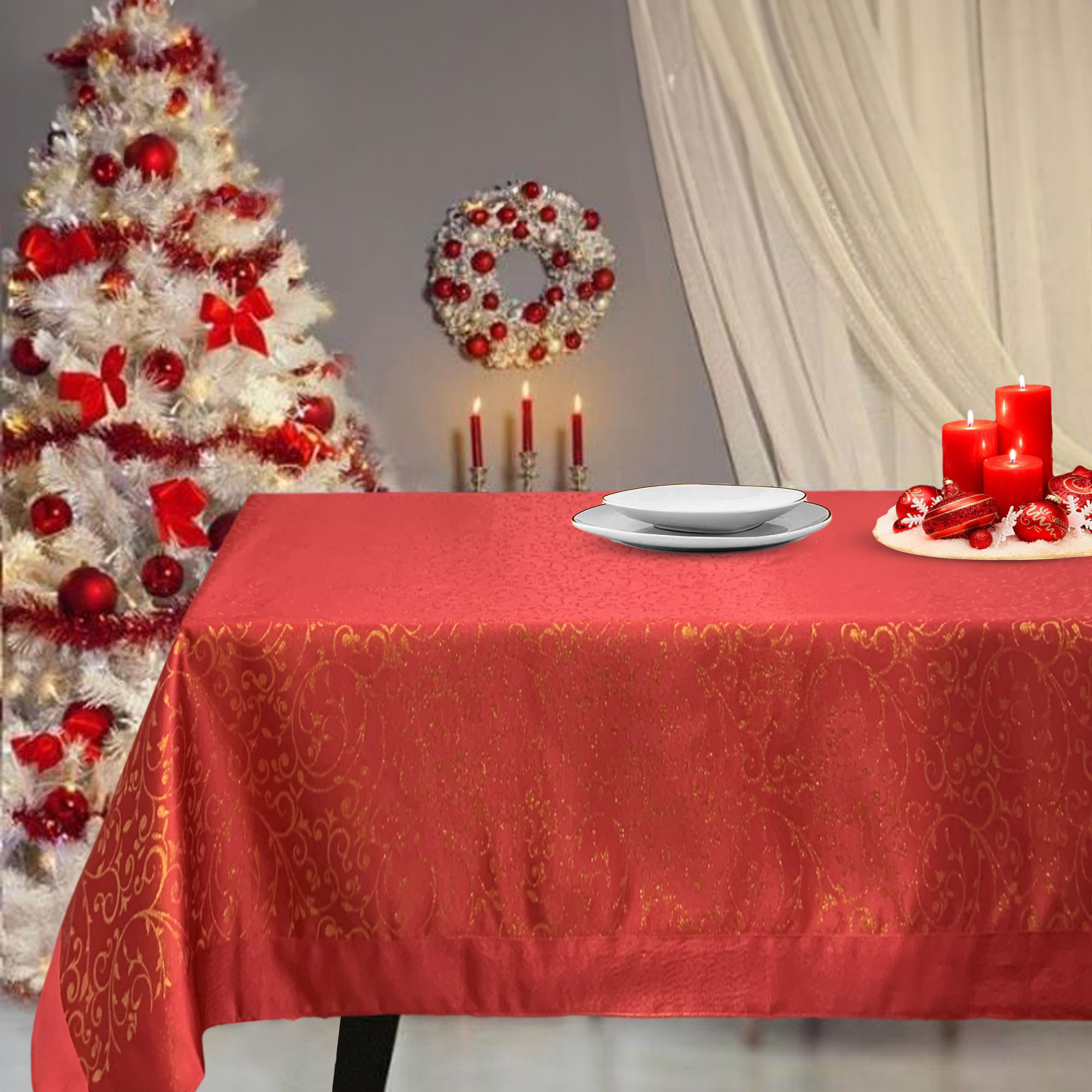 Tovaglia Natalizia lurex antimacchia idrorepellente Preziosa Home 12 posti 6523 - Foto 10 di 10