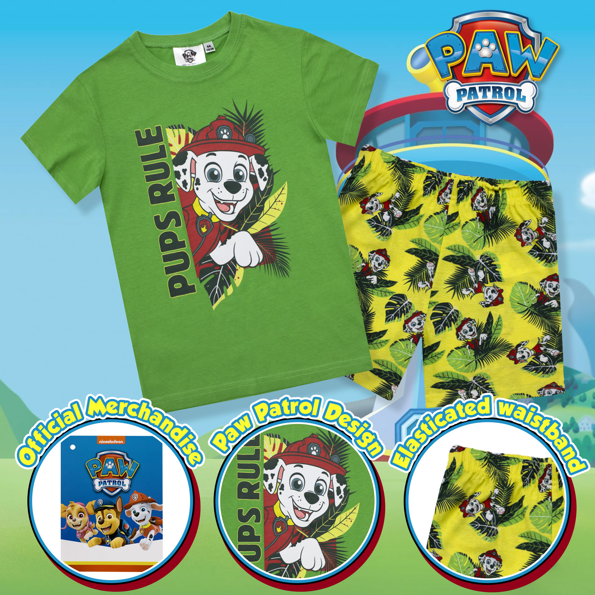 Paw Patrol Kids Pajamas Summer Cotton T-Shirt & Shorts 6784 - Picture 10 of 13