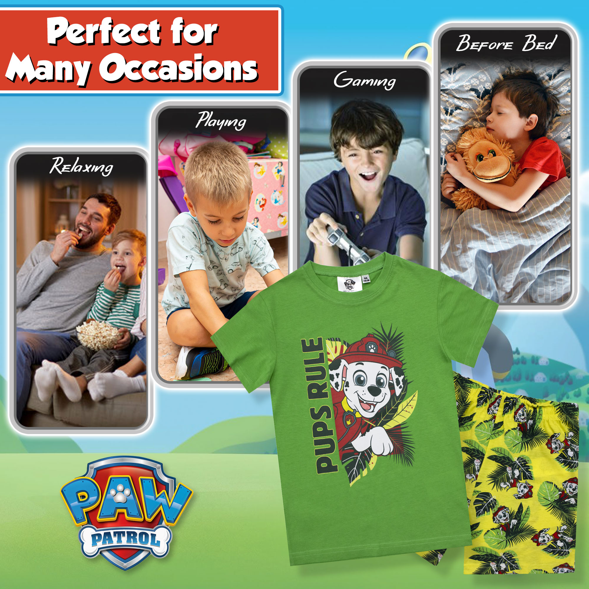 Paw Patrol Kids Pajamas Summer Cotton T-Shirt & Shorts 6784 - Picture 11 of 13