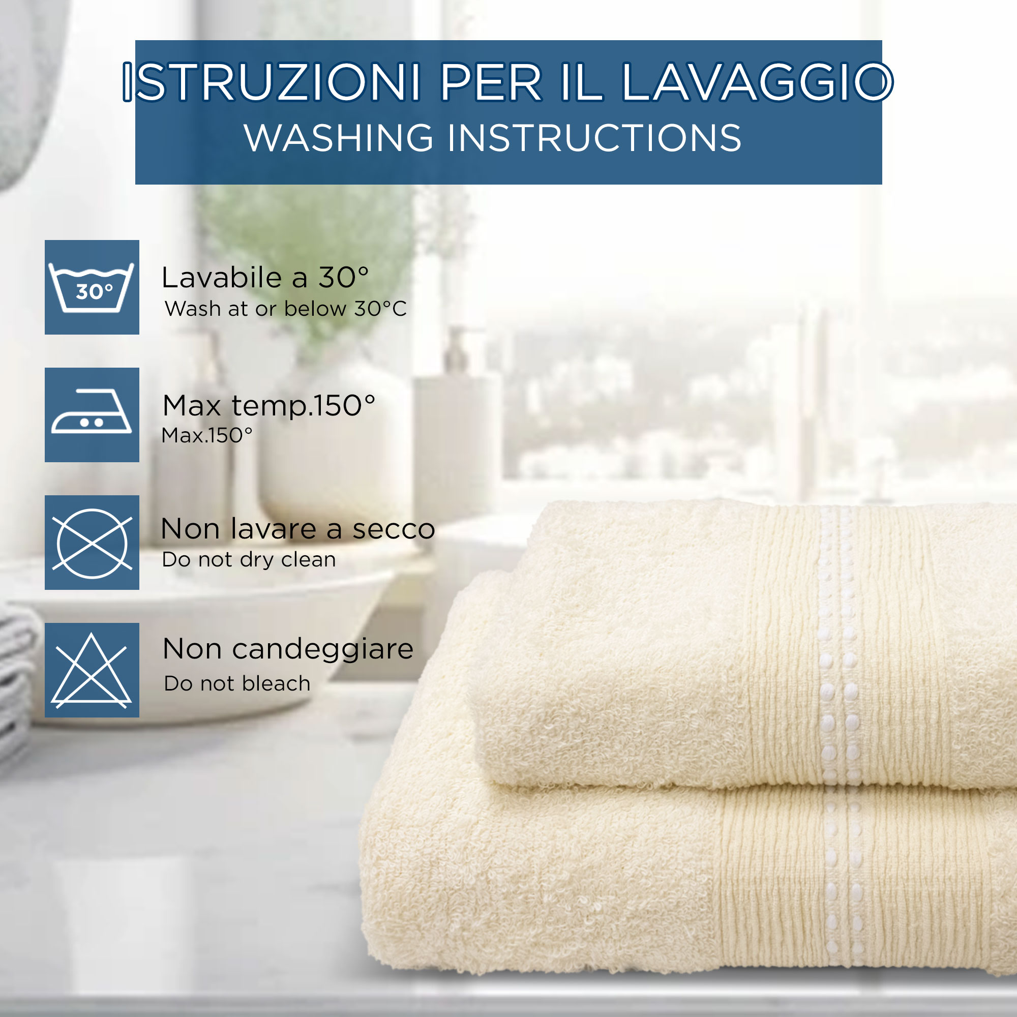 Asciugamani bagno Set 1+1 in spugna bordo lavorato Viso e Ospite 6844 - Foto 5 di 31