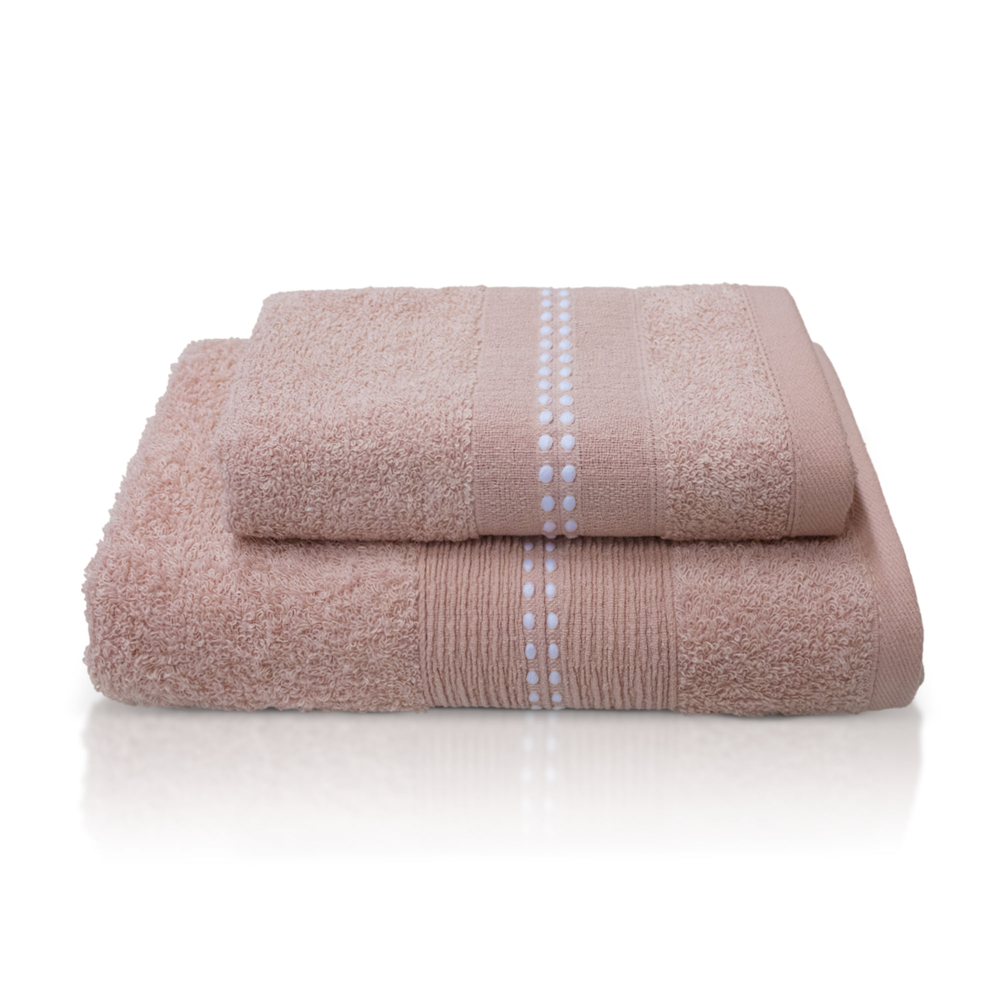 Asciugamani bagno Set 1+1 in spugna bordo lavorato Viso e Ospite 6844 - Foto 7 di 31