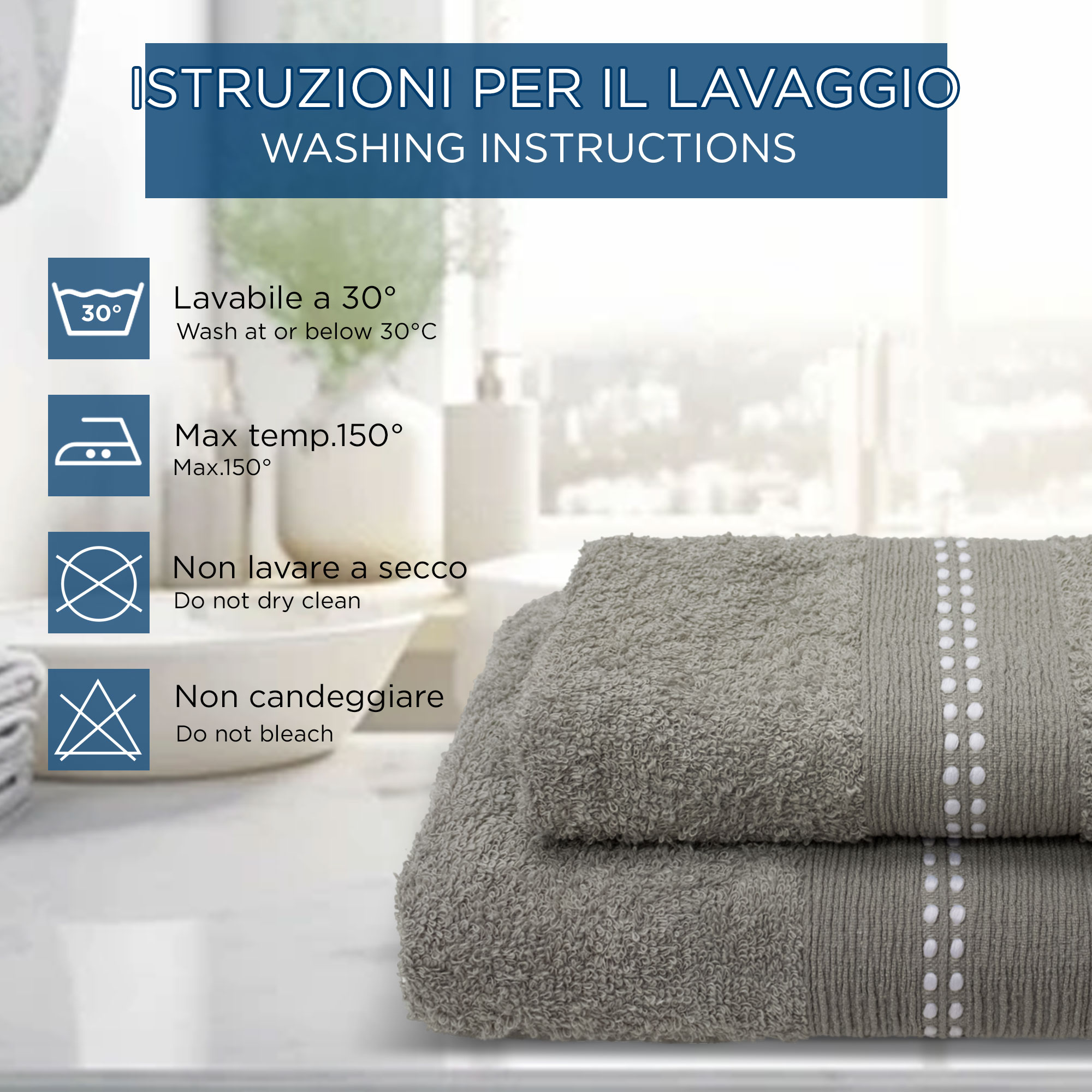 Asciugamani bagno Set 1+1 in spugna bordo lavorato Viso e Ospite 6844 - Foto 15 di 31