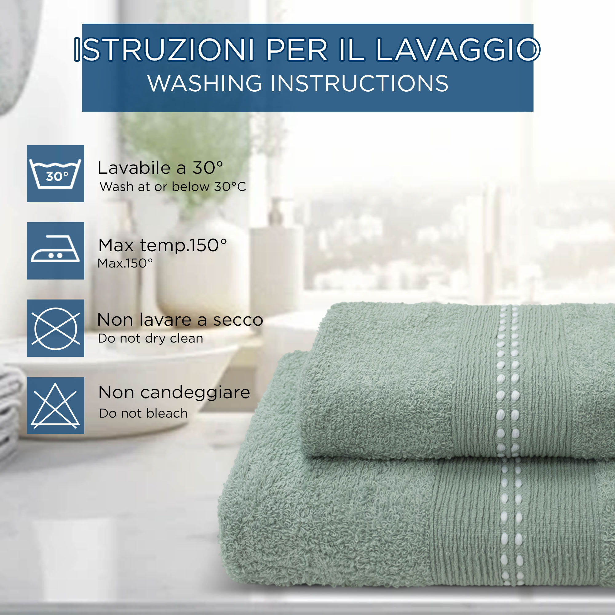 Asciugamani bagno Set 1+1 in spugna bordo lavorato Viso e Ospite 6844 - Foto 30 di 31