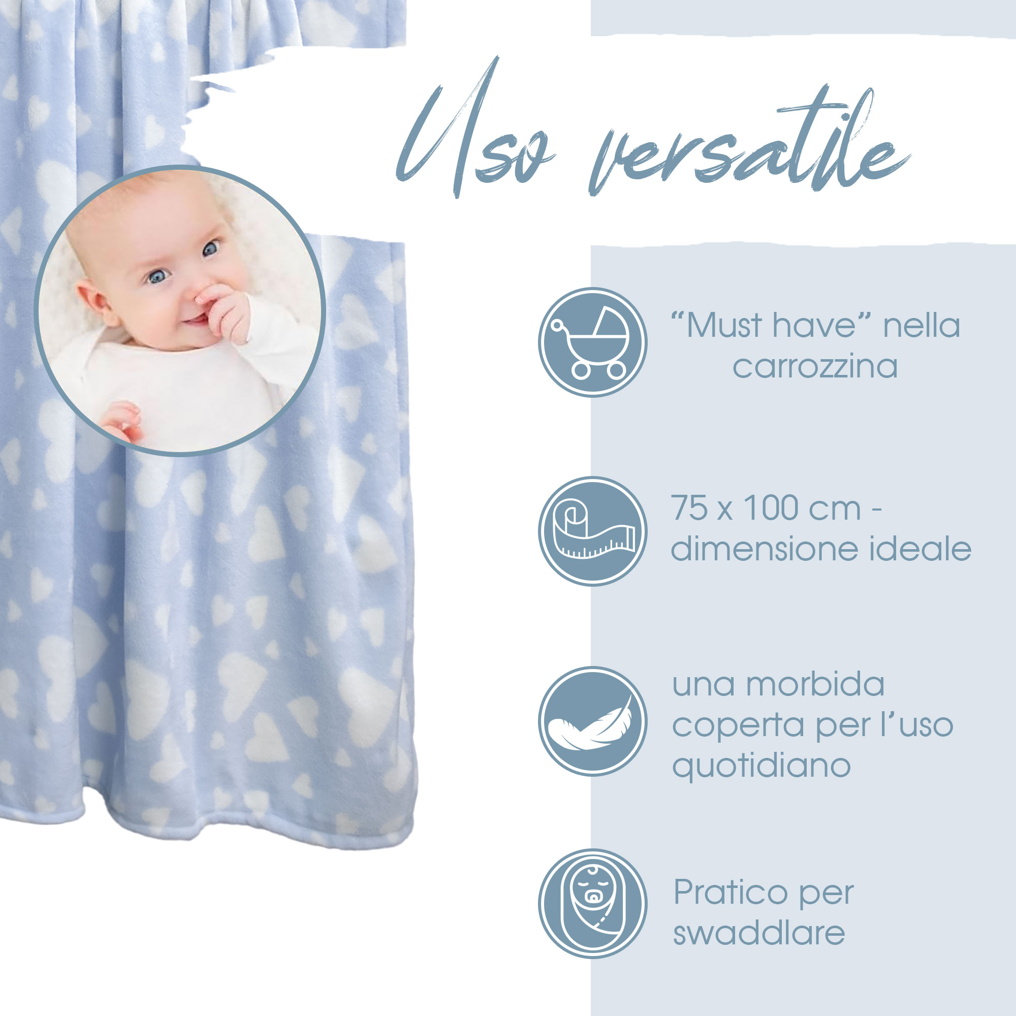 Copertina Neonato Culla Carrozzina coperta pile stampata 75x100cm bambini 6855 - Picture 8 of 22