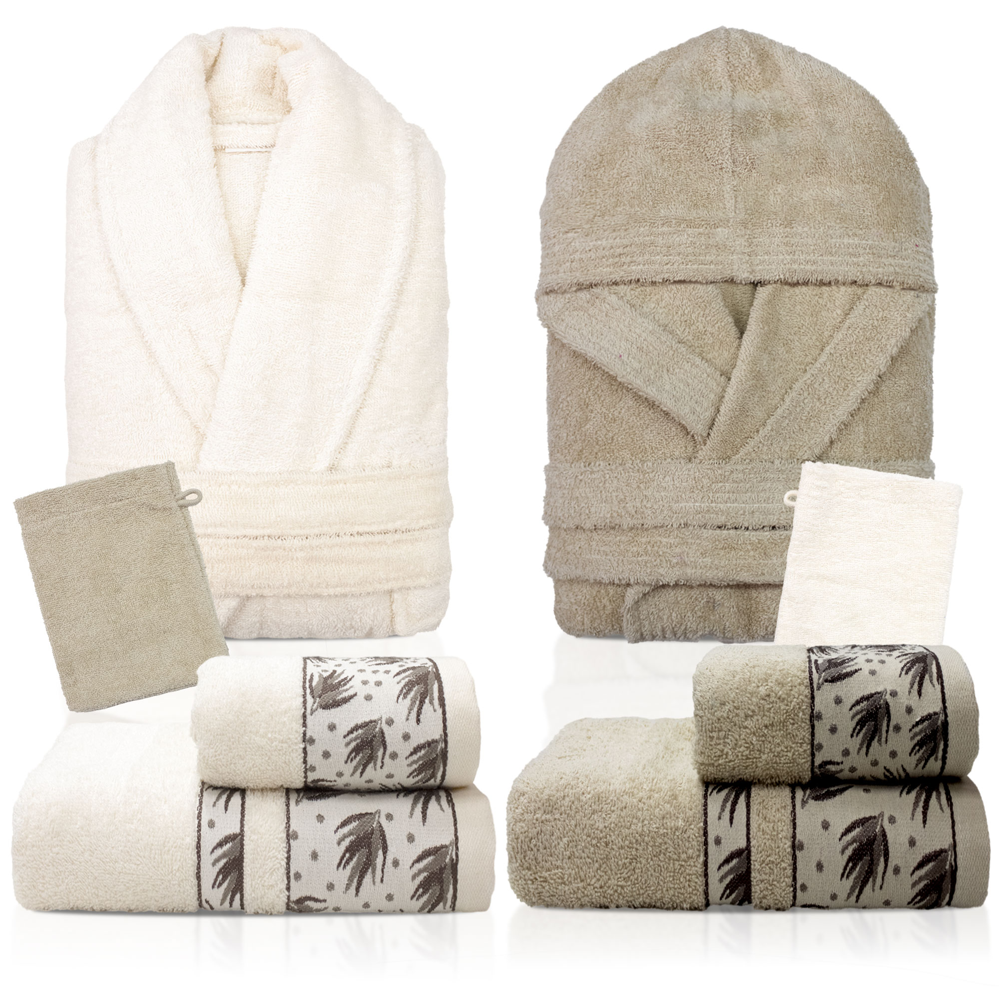 Completo bagno asciugamani accappatoi set uomo donna in spugna di cotone 6856 - Foto 7 di 16