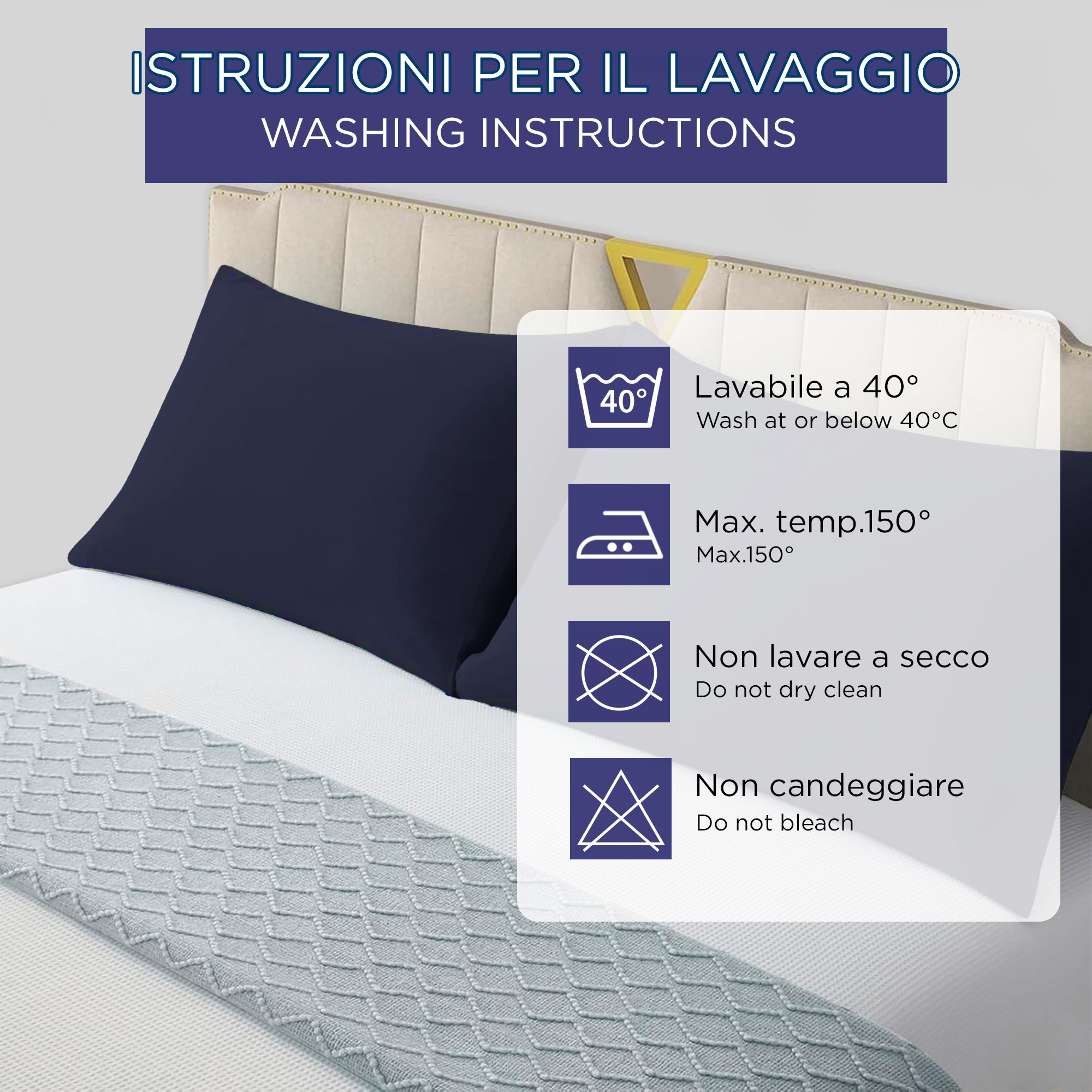 Coppia federe cuscini letto Copricuscini per guanciale in tinta unita 6860 - Imagen 21 de 89