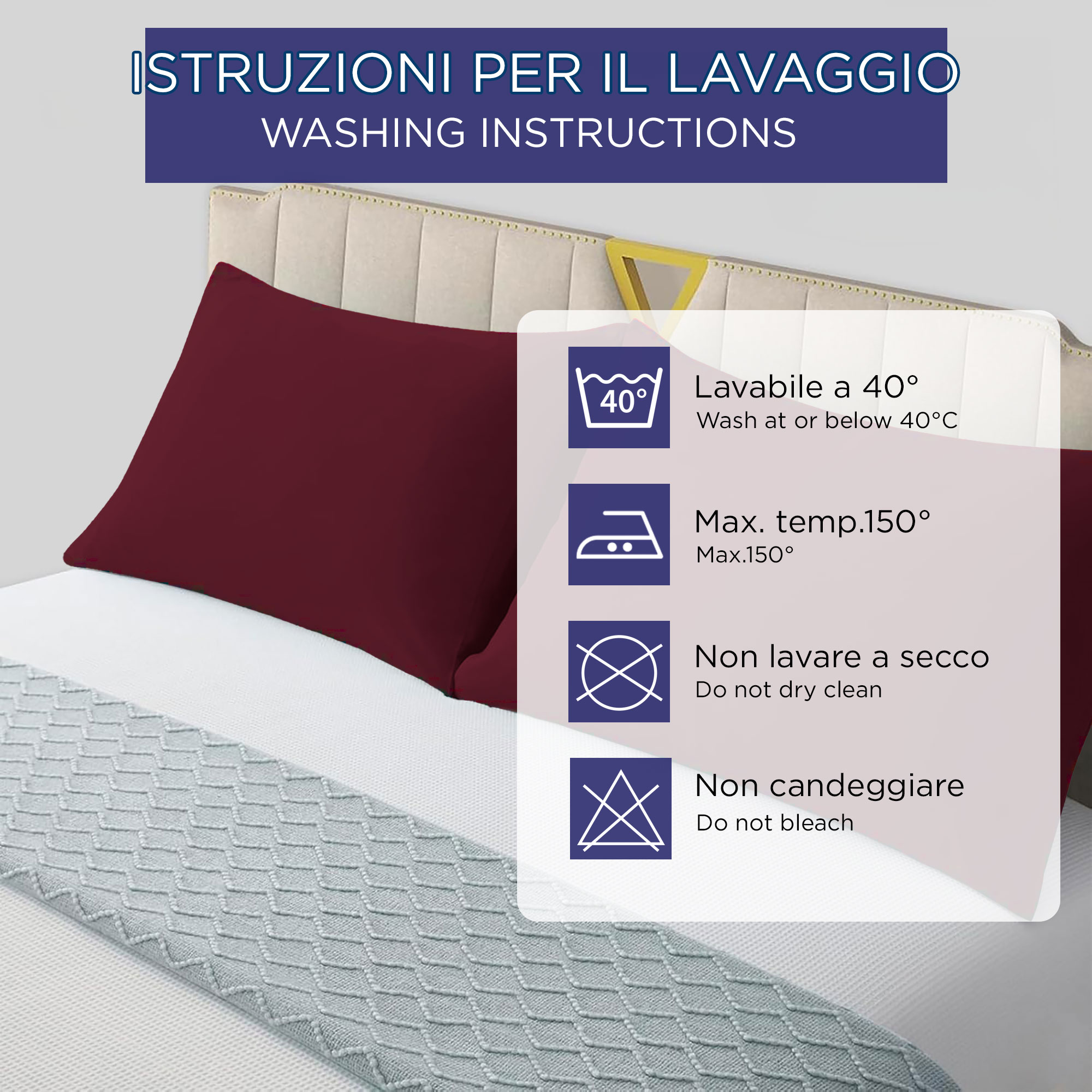 Coppia federe cuscini letto Copricuscini per guanciale in tinta unita 6860 - Imagen 25 de 89