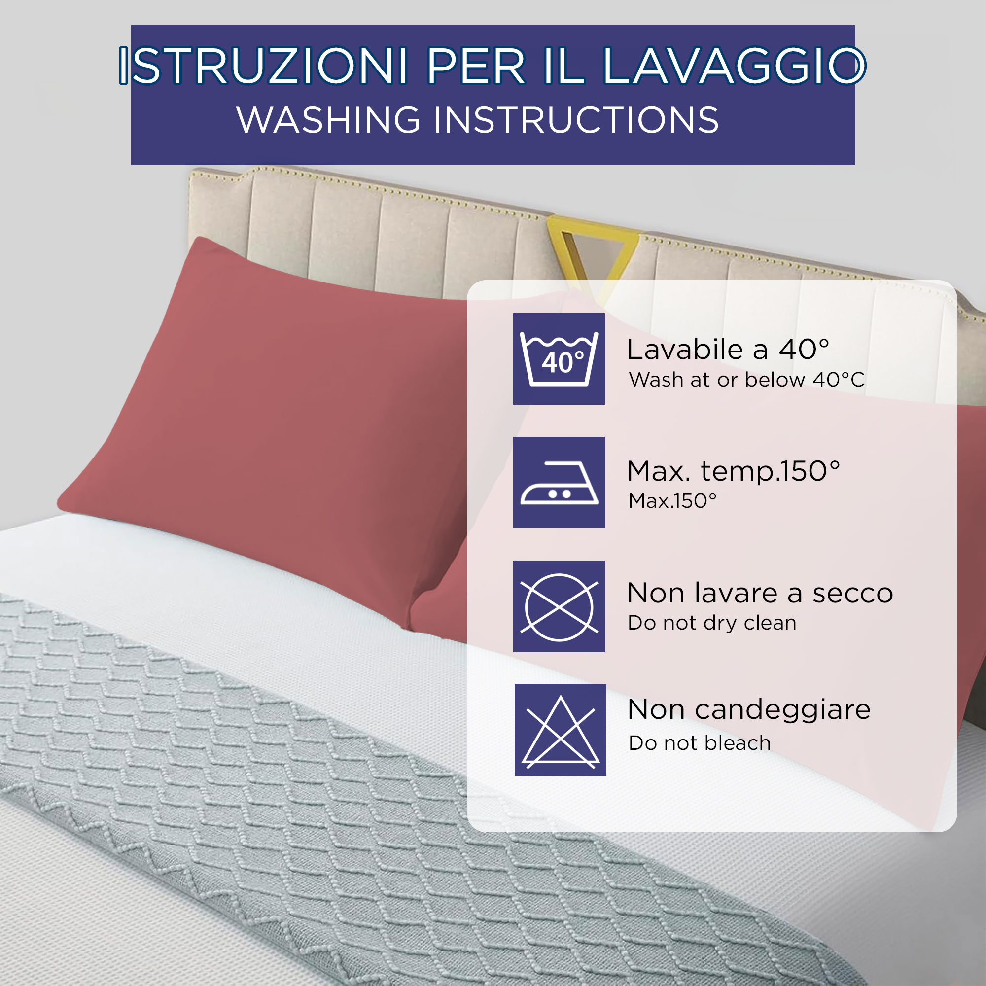 Coppia federe cuscini letto Copricuscini per guanciale in tinta unita 6860 - Imagen 33 de 89