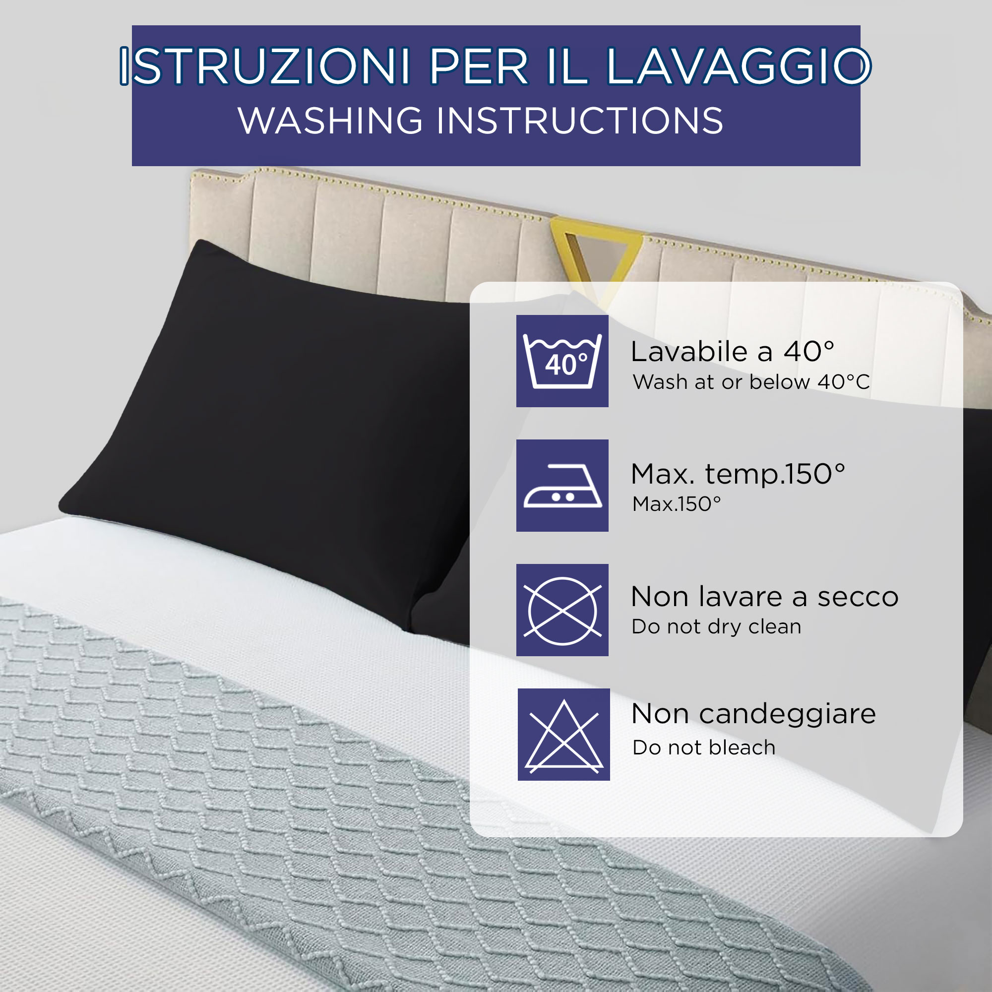 Coppia federe cuscini letto Copricuscini per guanciale in tinta unita 6860 - Imagen 53 de 89