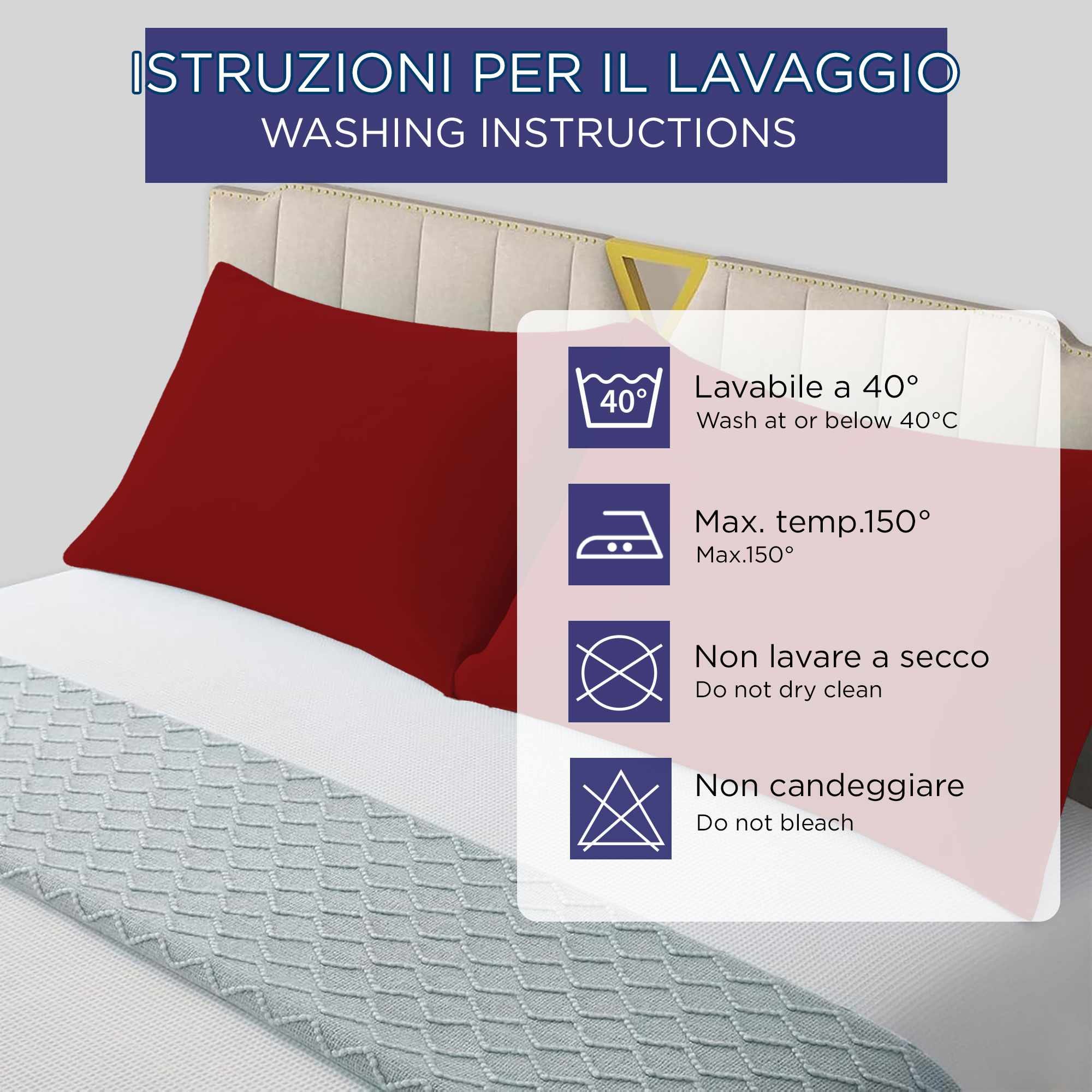 Coppia federe cuscini letto Copricuscini per guanciale in tinta unita 6860 - Imagen 69 de 89