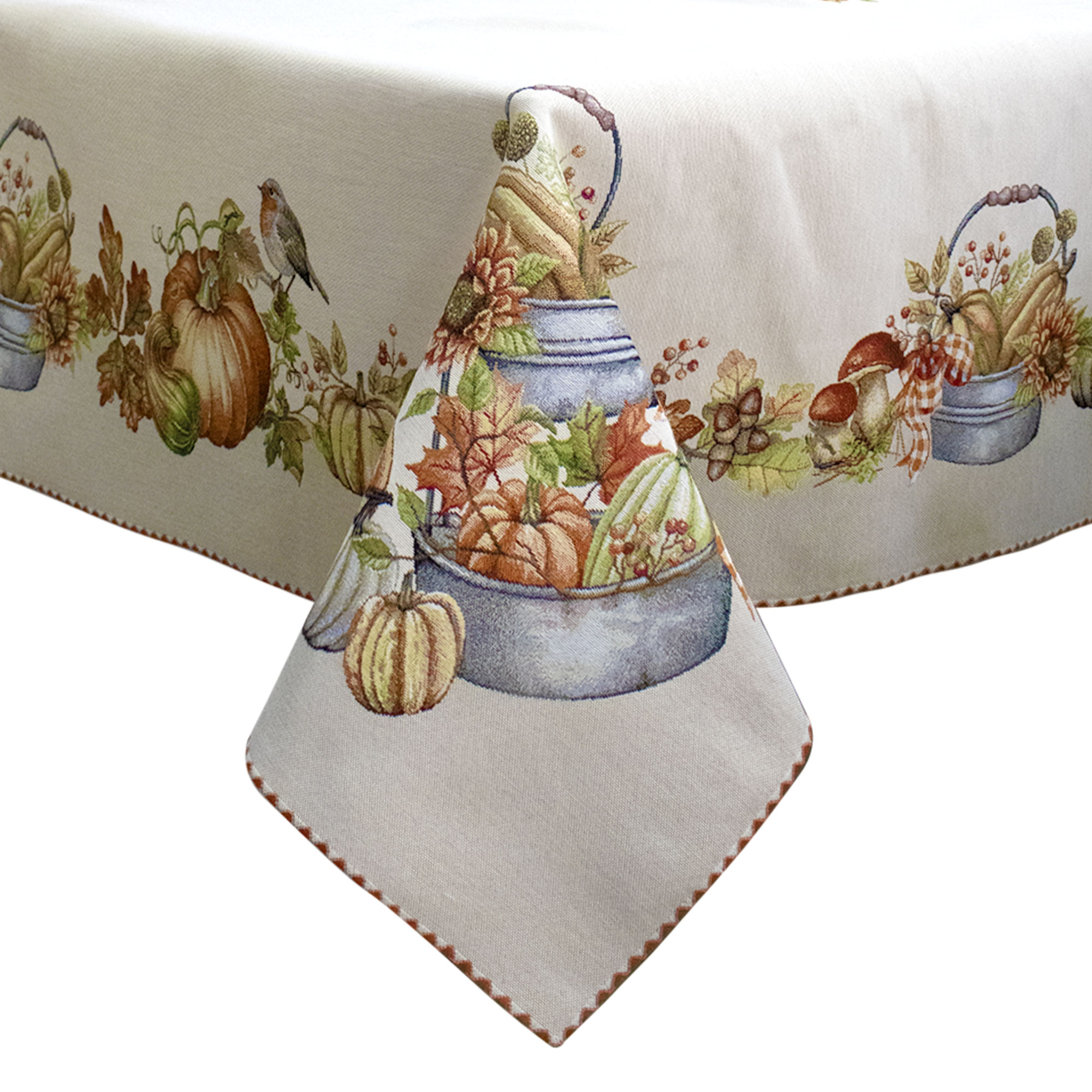 Copritavolo Zucca in gobelin di cotone tovaglia autunnale varie misure 6948 - Imagen 7 de 9