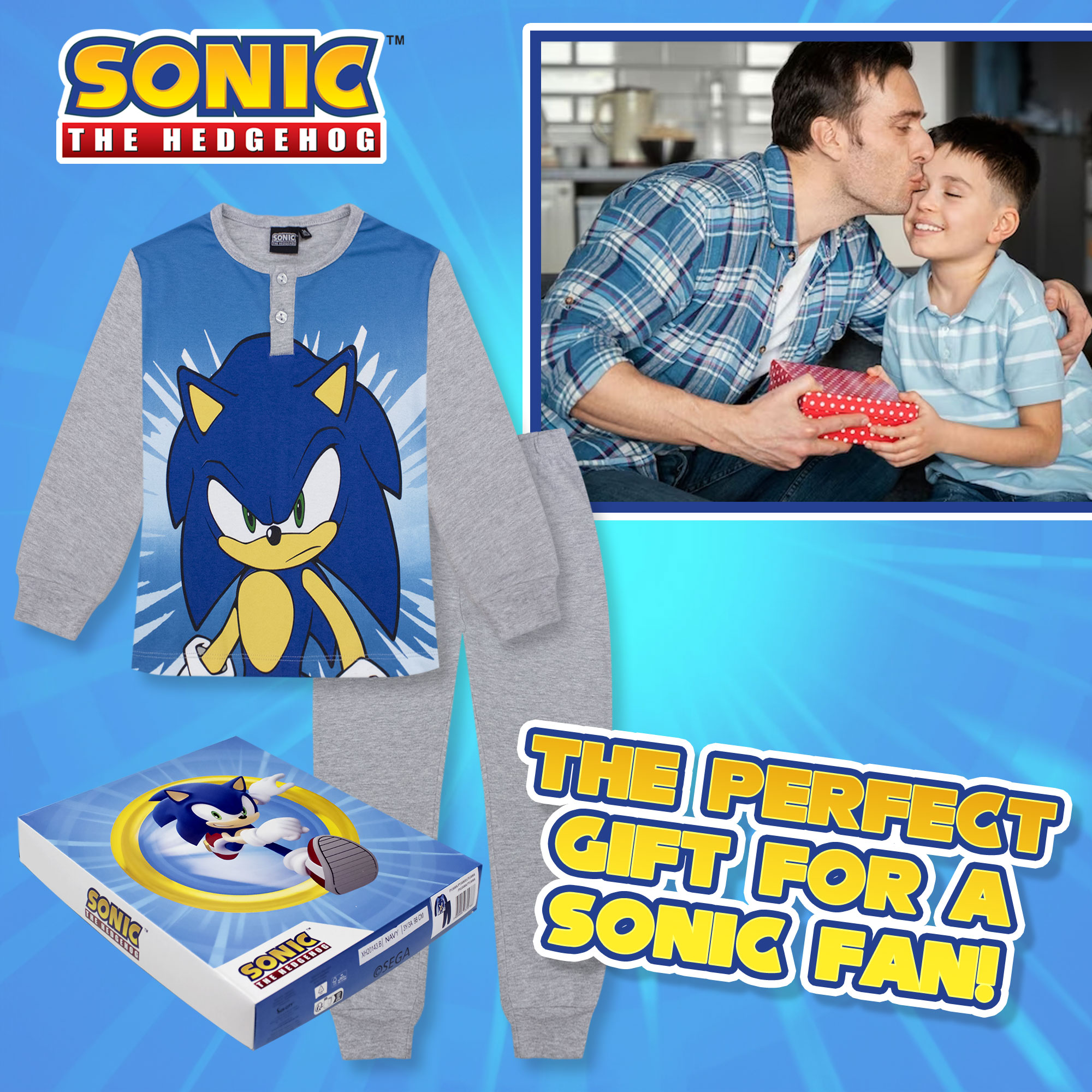 Pigiama per bambino Sonic The Hedgehog lungo in cotone bimbo maniche lunghe 6964 - Picture 13 of 15