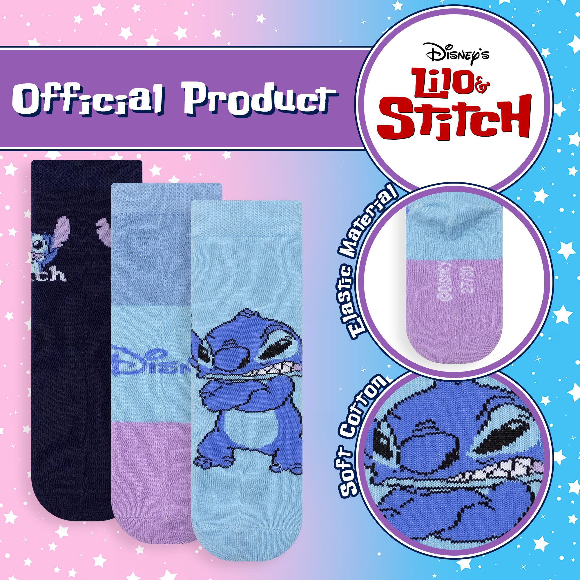 Calzini bambina Disney Lilo e Stitch set 3 paia in cotone 6967 - Picture 13 of 15