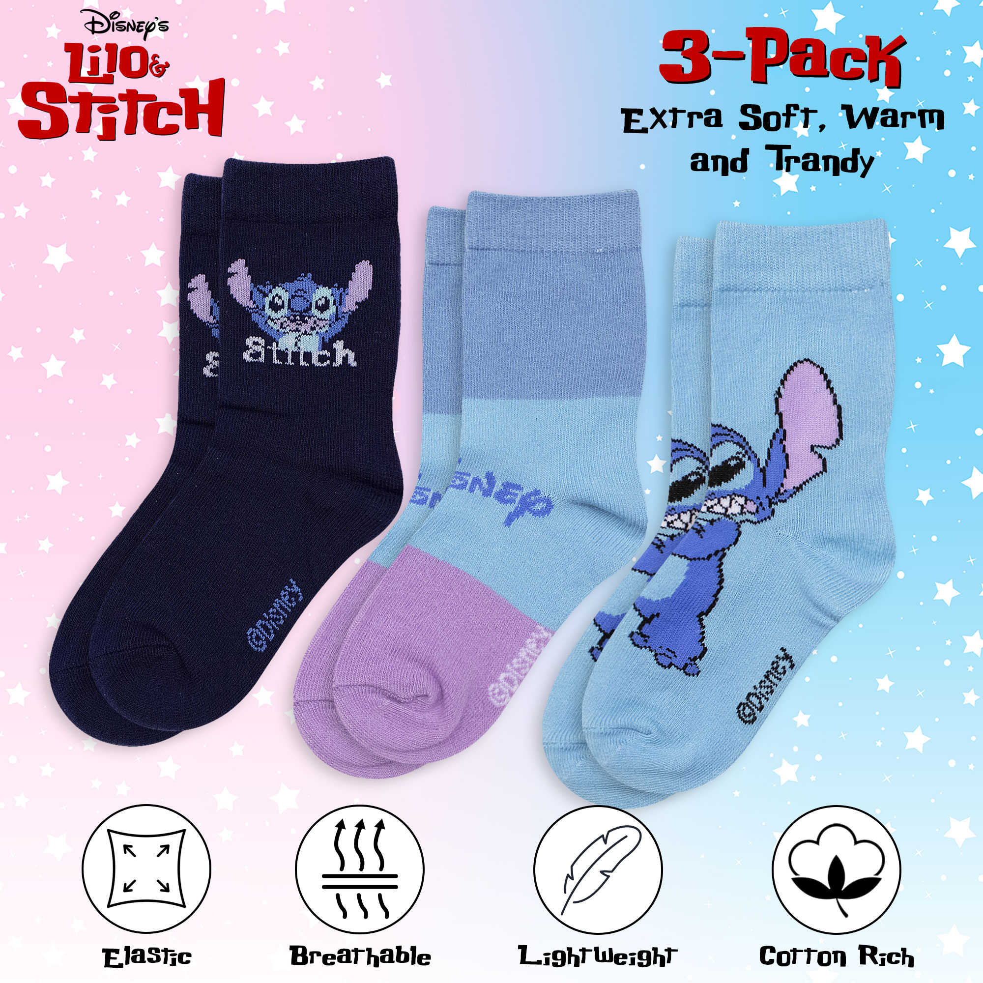 Calzini bambina Disney Lilo e Stitch set 3 paia in cotone 6967 - Picture 15 of 15