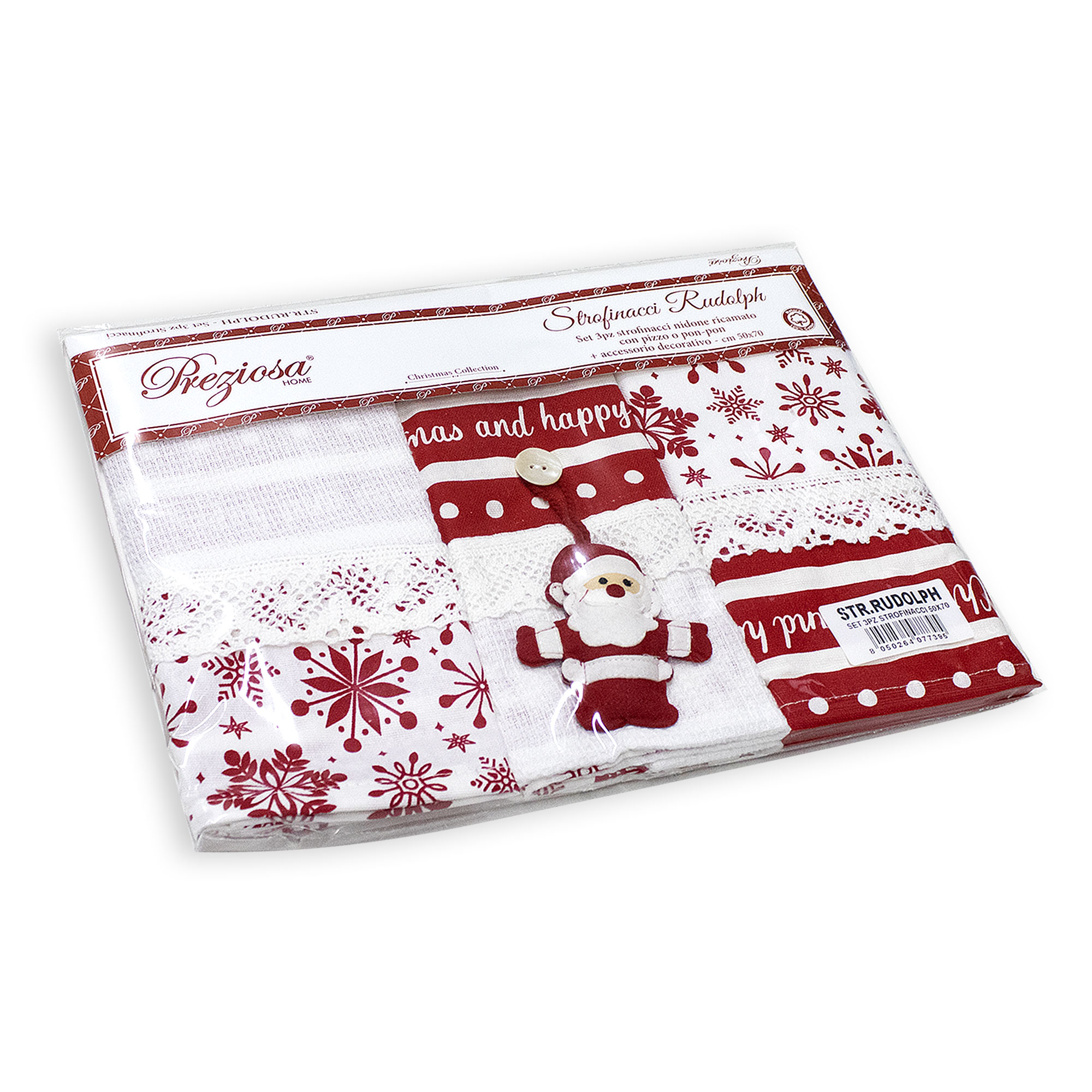 Set Strofinacci Natalizi Canovacci ricamati 3 Pezzi Decoro Natale 6972 - Foto 7 di 29