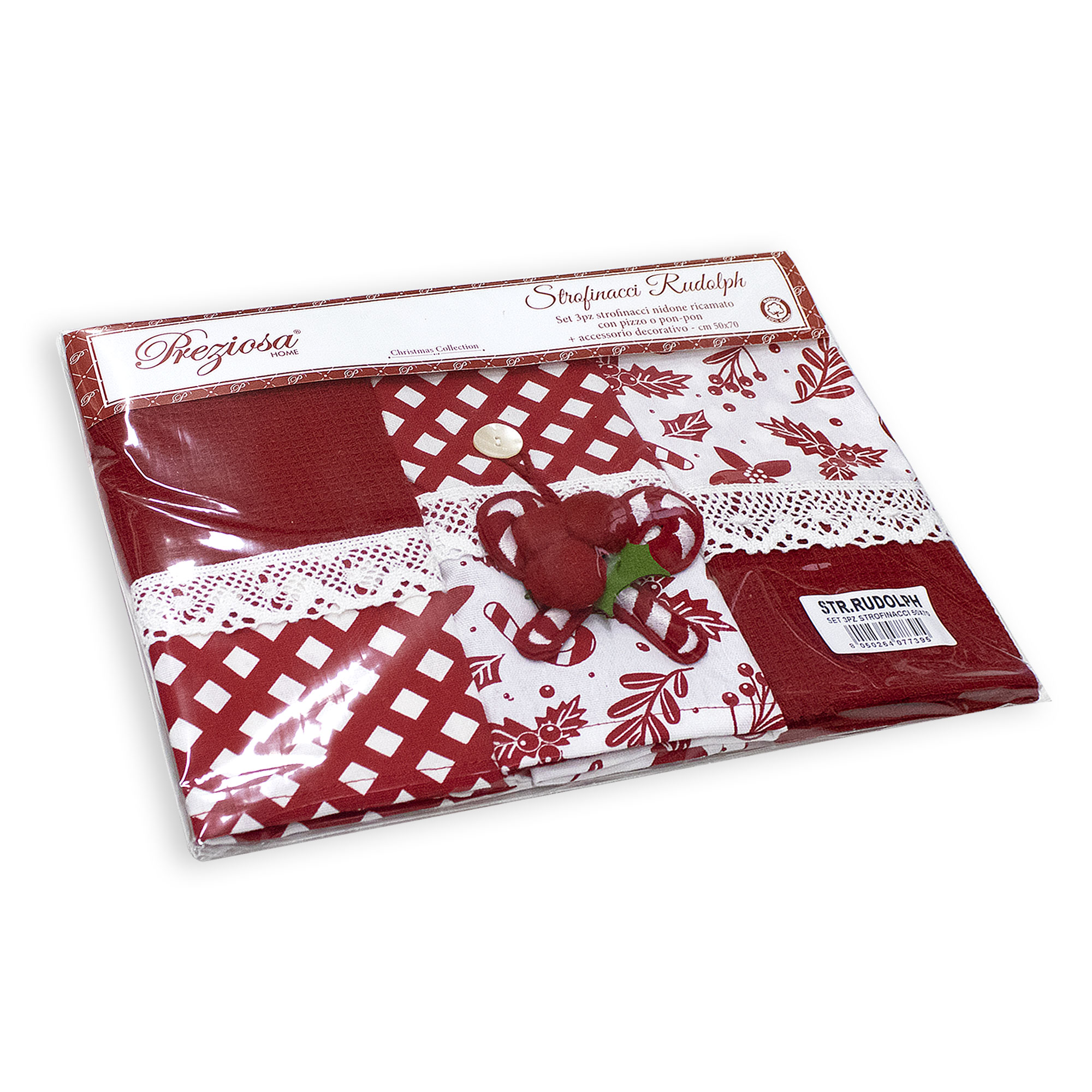 Set Strofinacci Natalizi Canovacci ricamati 3 Pezzi Decoro Natale 6972 - Foto 14 di 29