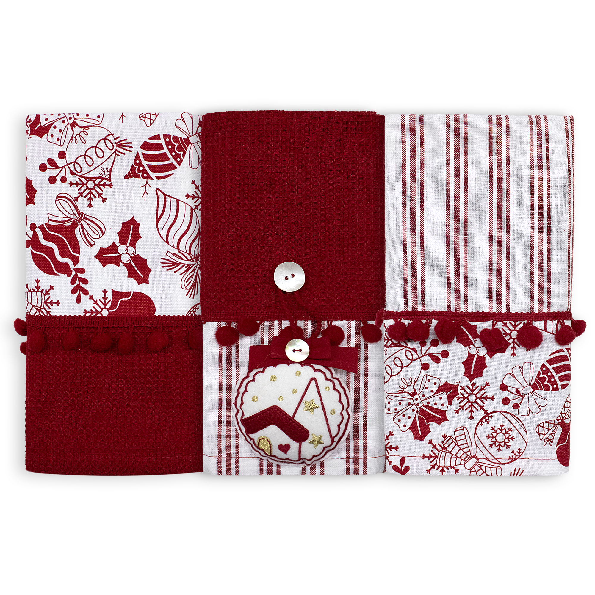 Set Strofinacci Natalizi Canovacci ricamati 3 Pezzi Decoro Natale 6972 - Foto 16 di 29