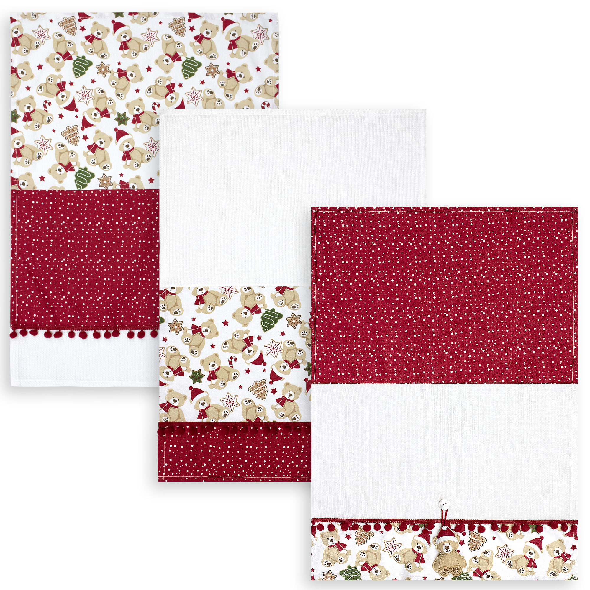 Set Strofinacci Natalizi Canovacci ricamati 3 Pezzi Decoro Natale 6972 - Foto 25 di 29