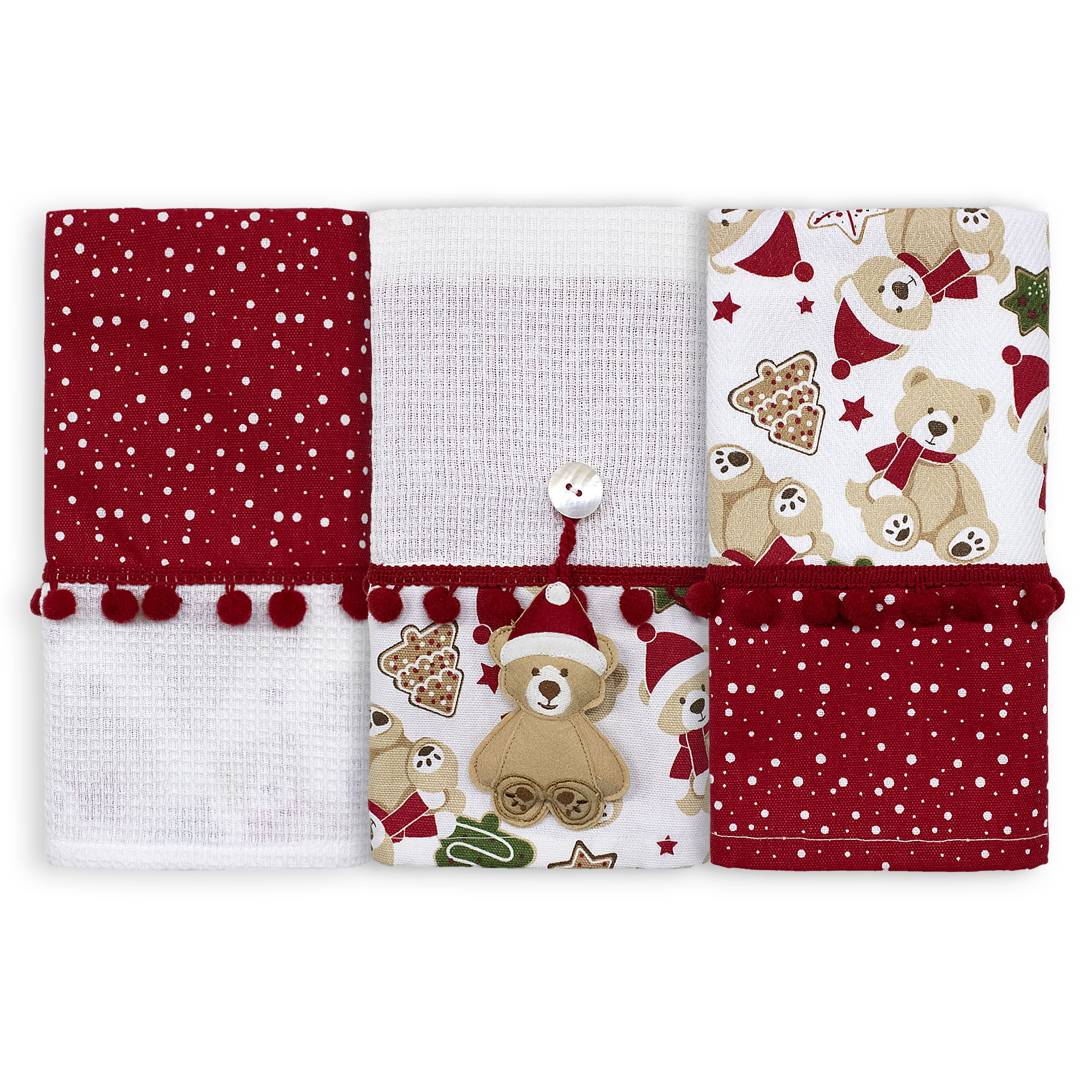 Set Strofinacci Natalizi Canovacci ricamati 3 Pezzi Decoro Natale 6972 - Foto 23 di 29