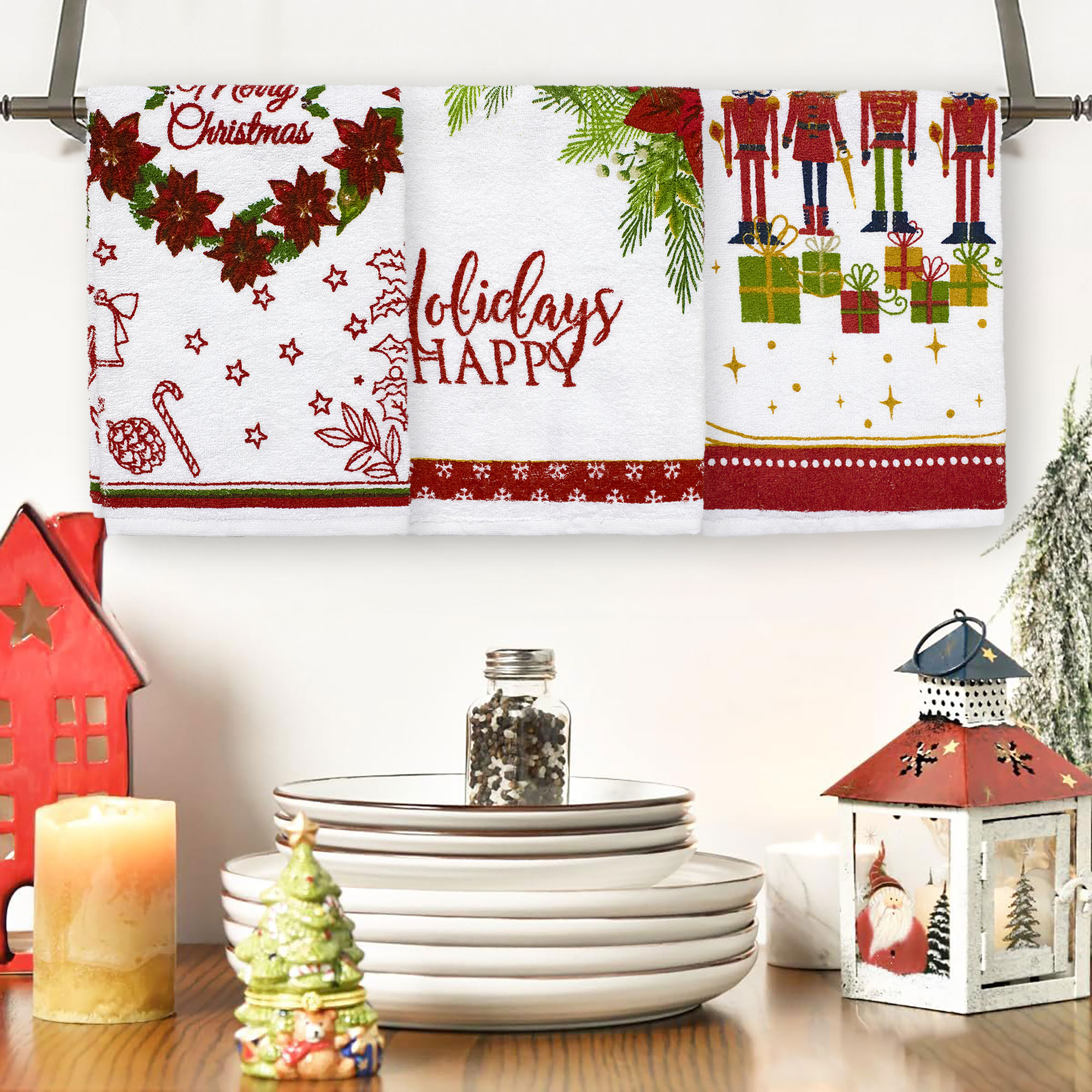Set Strofinacci Natalizi Canovacci in spugna 3 Pezzi Decoro Natale 6973 - Imagen 6 de 15