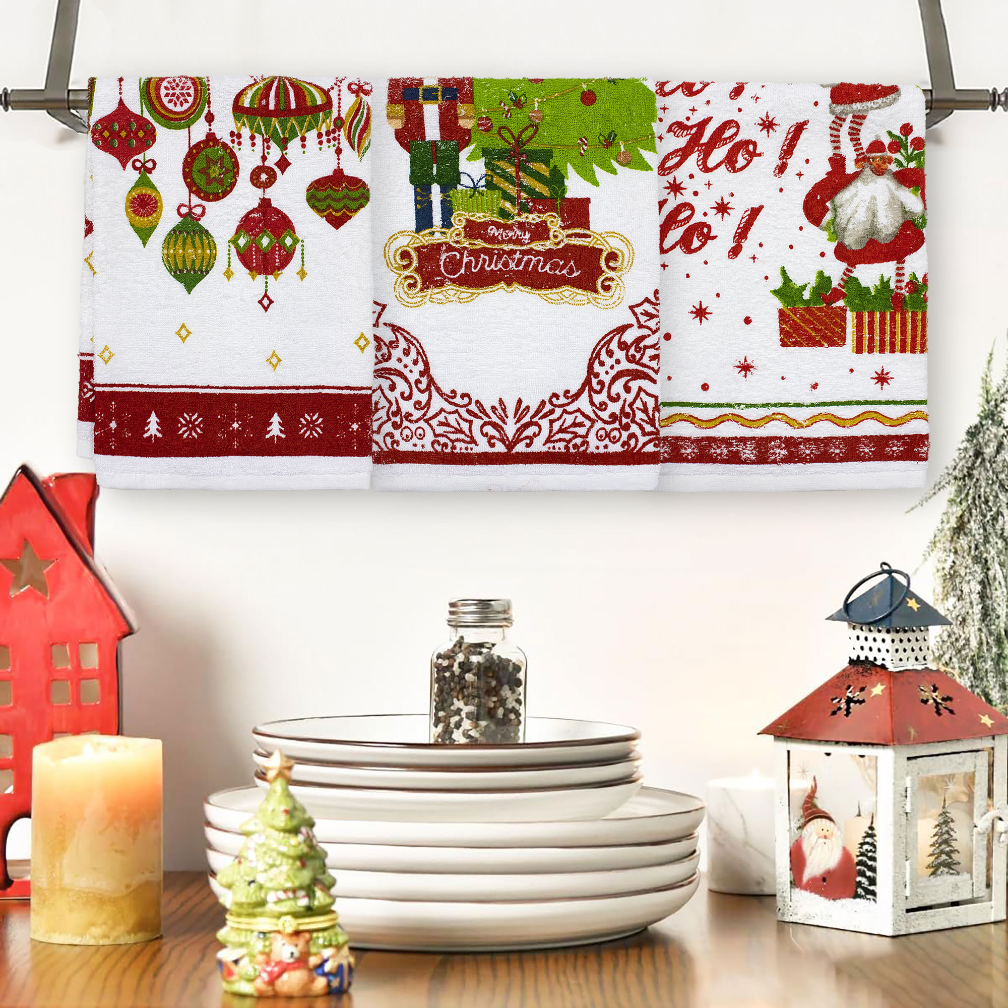 Set Strofinacci Natalizi Canovacci in spugna 3 Pezzi Decoro Natale 6973 - Imagen 13 de 15