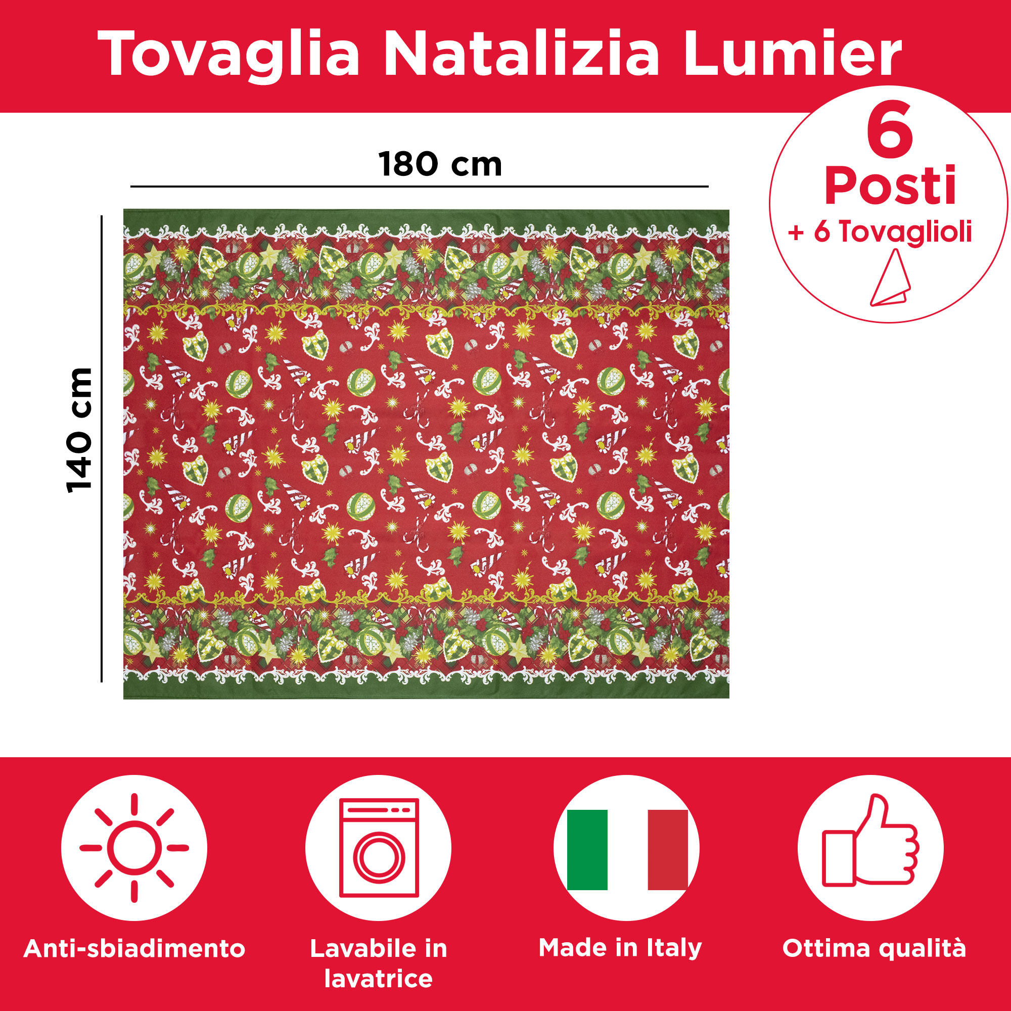 Tovaglia Natalizia servizio da tavola + tovaglioli Natale varie misure 6979 - Foto 16 di 36