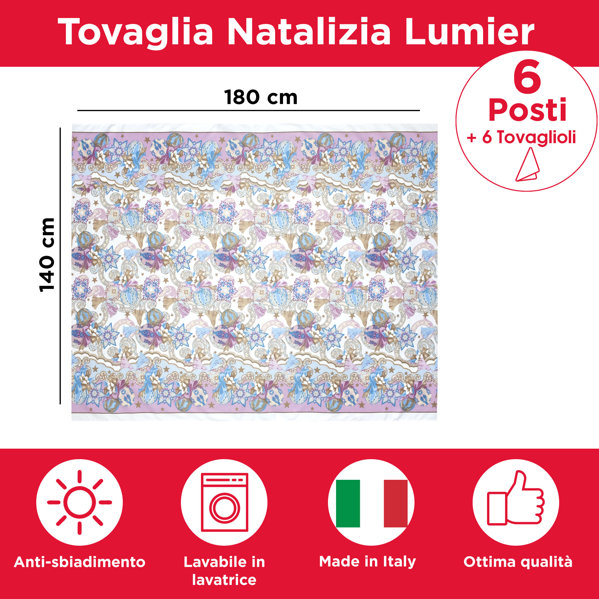Tovaglia Natalizia servizio da tavola + tovaglioli Natale varie misure 6979 - Foto 20 di 36