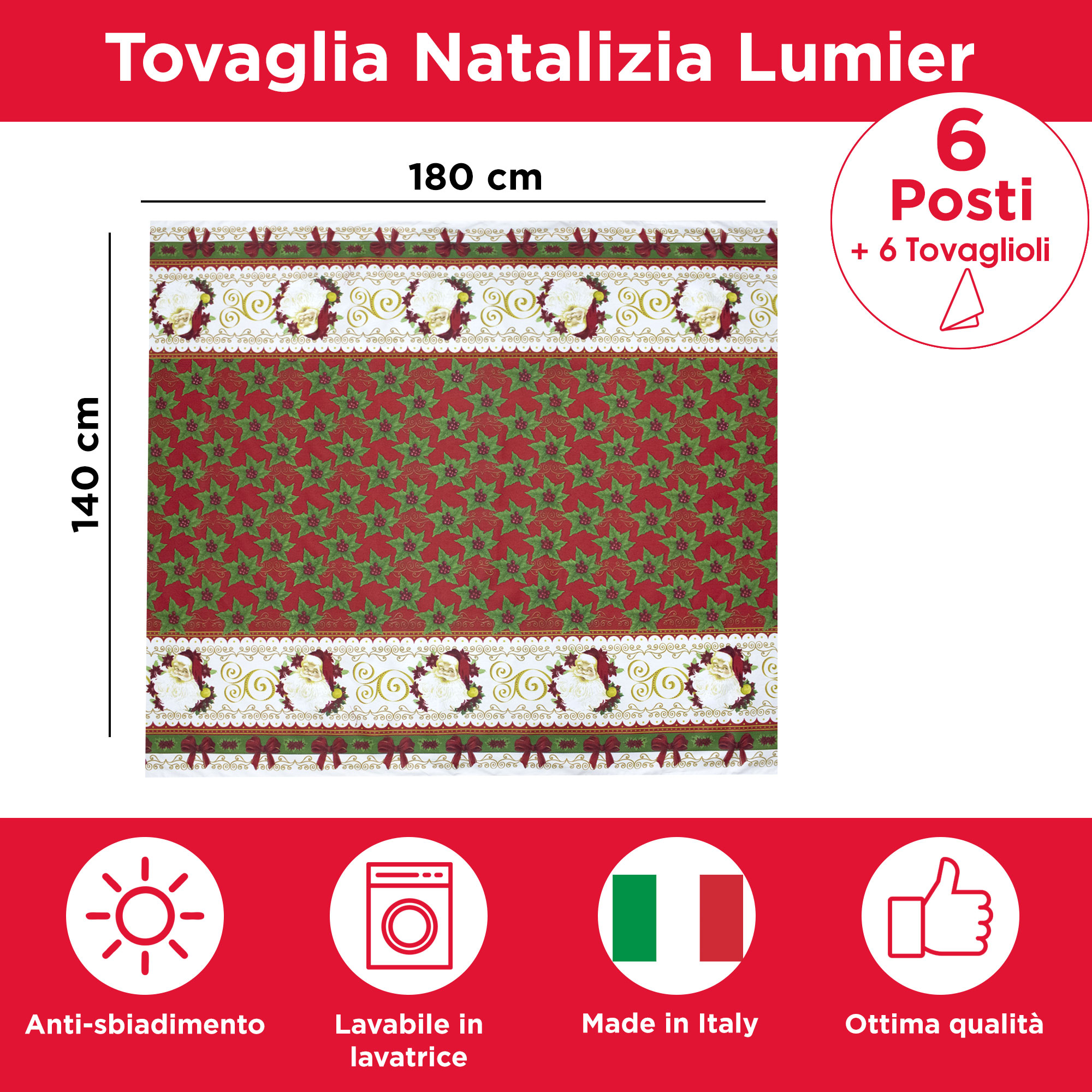 Tovaglia Natalizia servizio da tavola + tovaglioli Natale varie misure 6979 - Foto 28 di 36