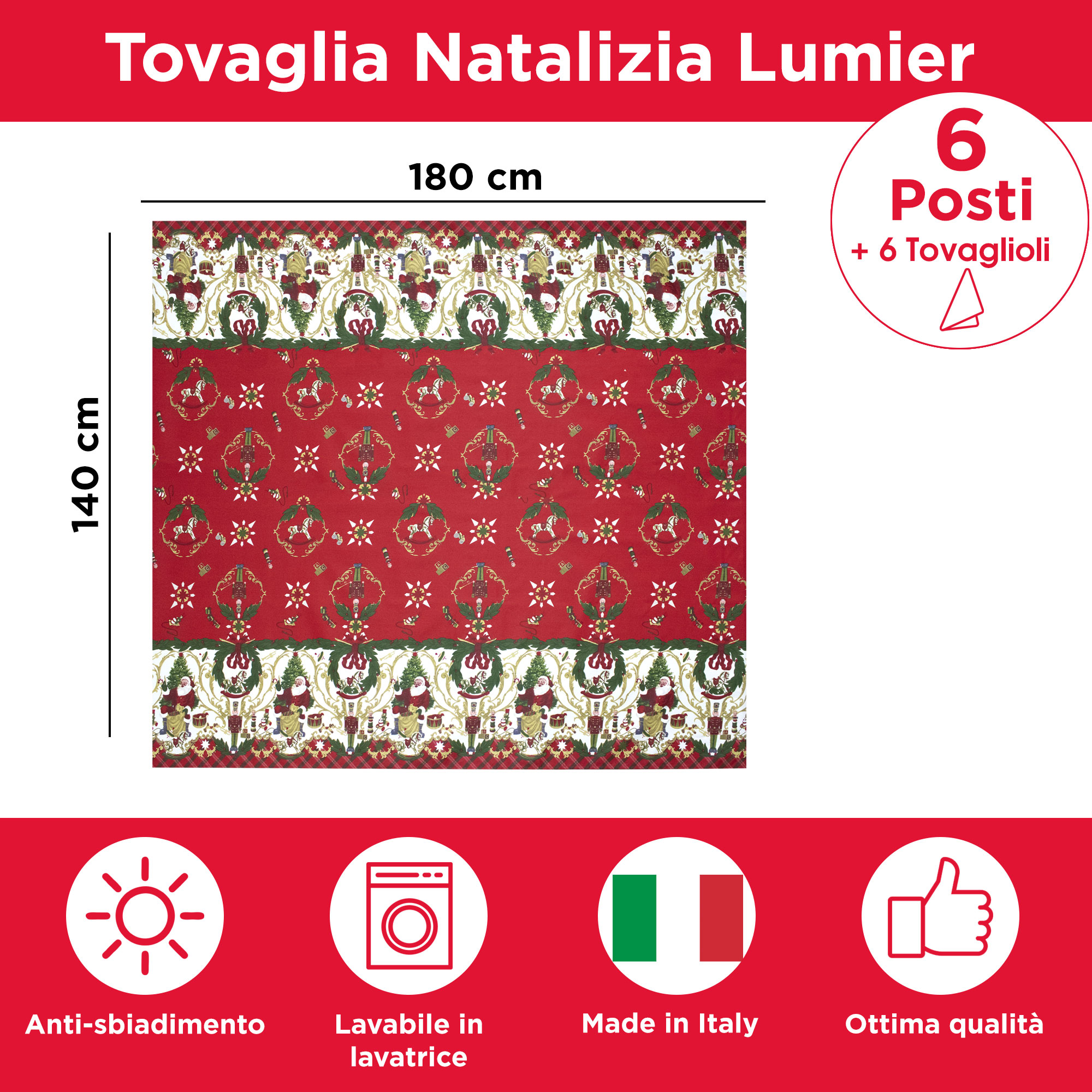 Tovaglia Natalizia servizio da tavola + tovaglioli Natale varie misure 6979 - Foto 32 di 36