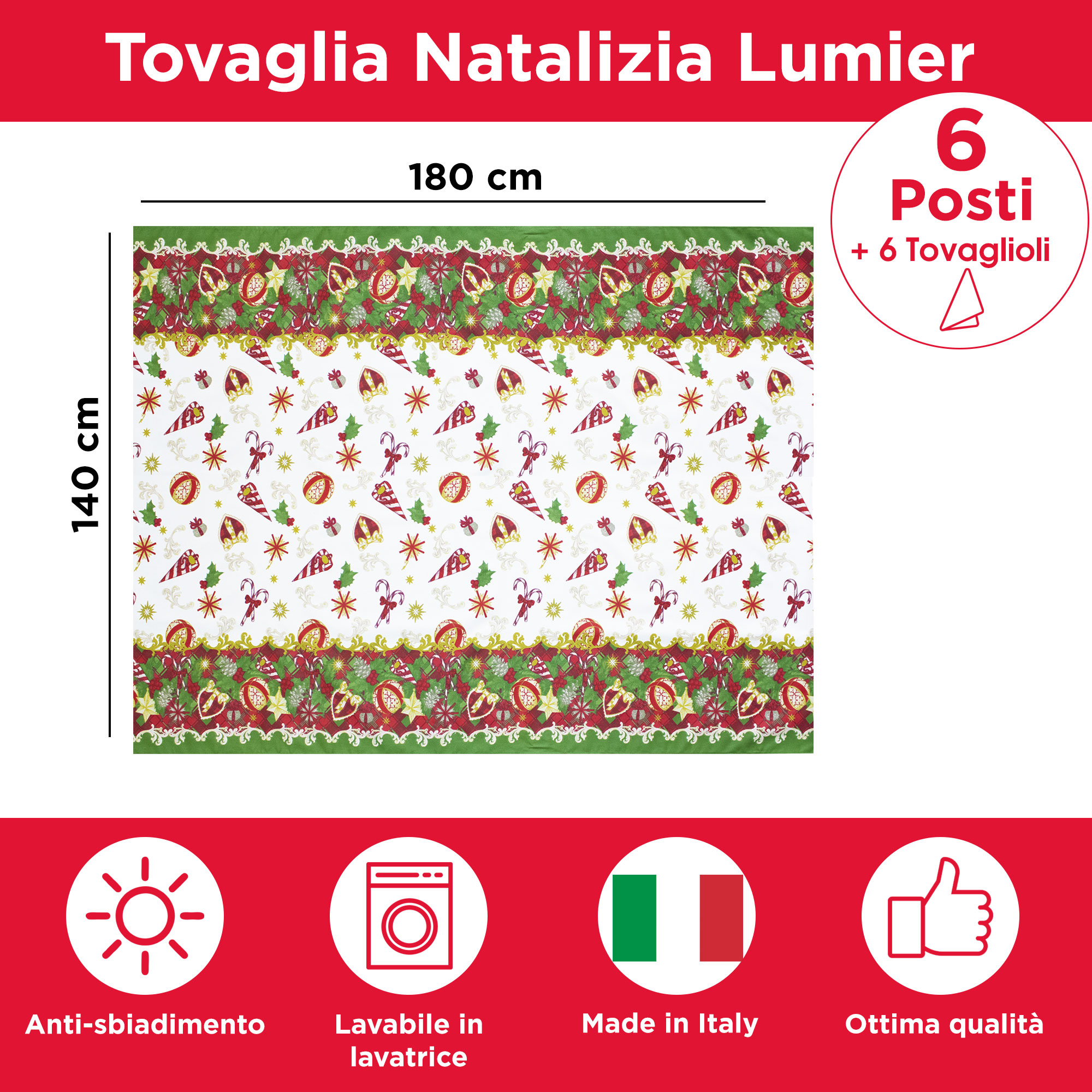Tovaglia Natalizia servizio da tavola + tovaglioli Natale varie misure 6979 - Foto 36 di 36